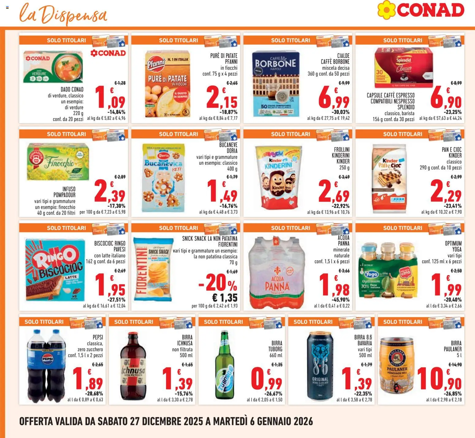 Volantino Conad del 27.12.2025 | Pagina: 12 | Prodotti: Pane, Birra, Panna, Pepsi