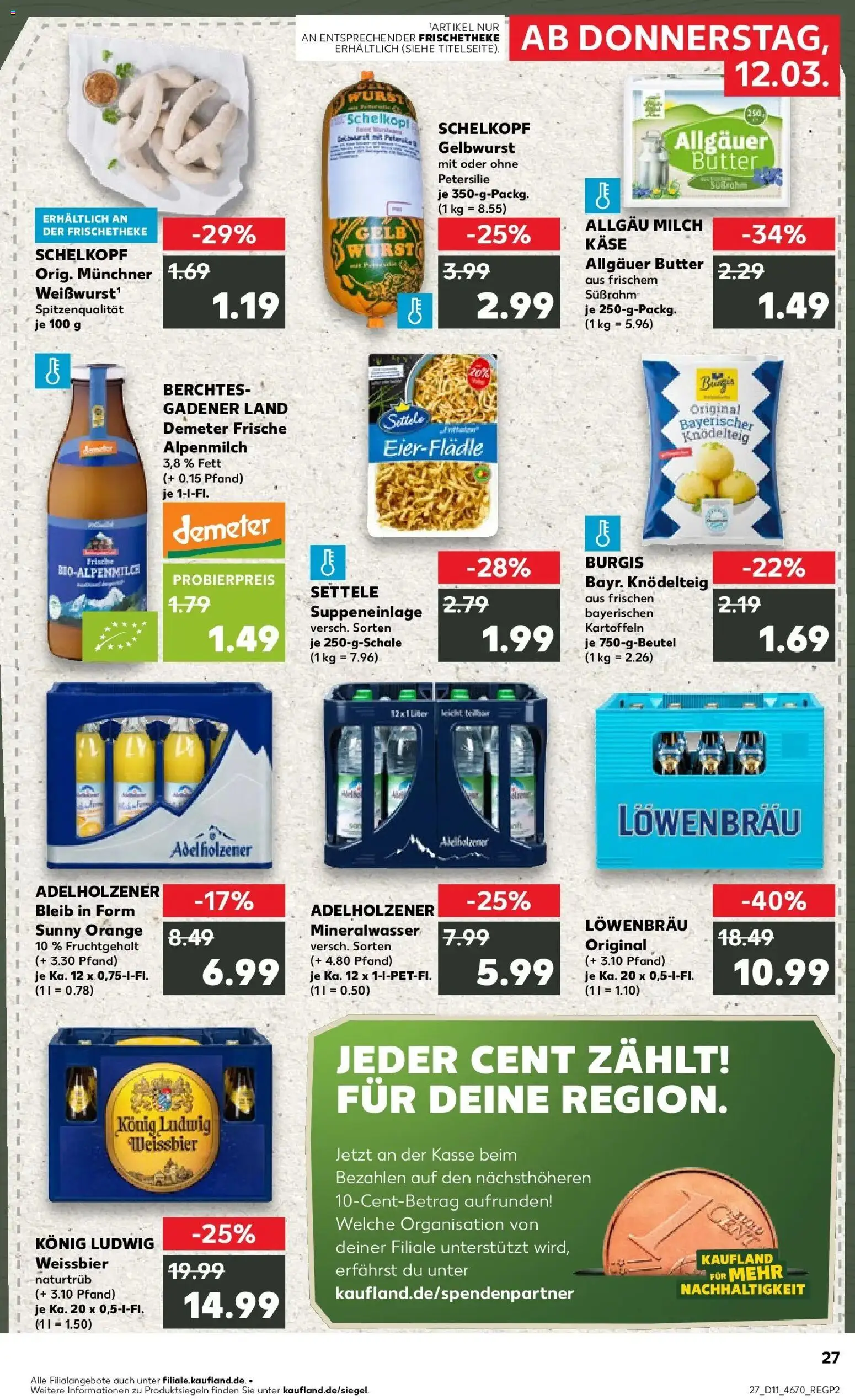 Kaufland Prospekt Unterschleißheim	 – gültig ab 09.03.2026 | Seite: 39 | Produkte: Käse, Weißbier, Adelholzener, Petersilie