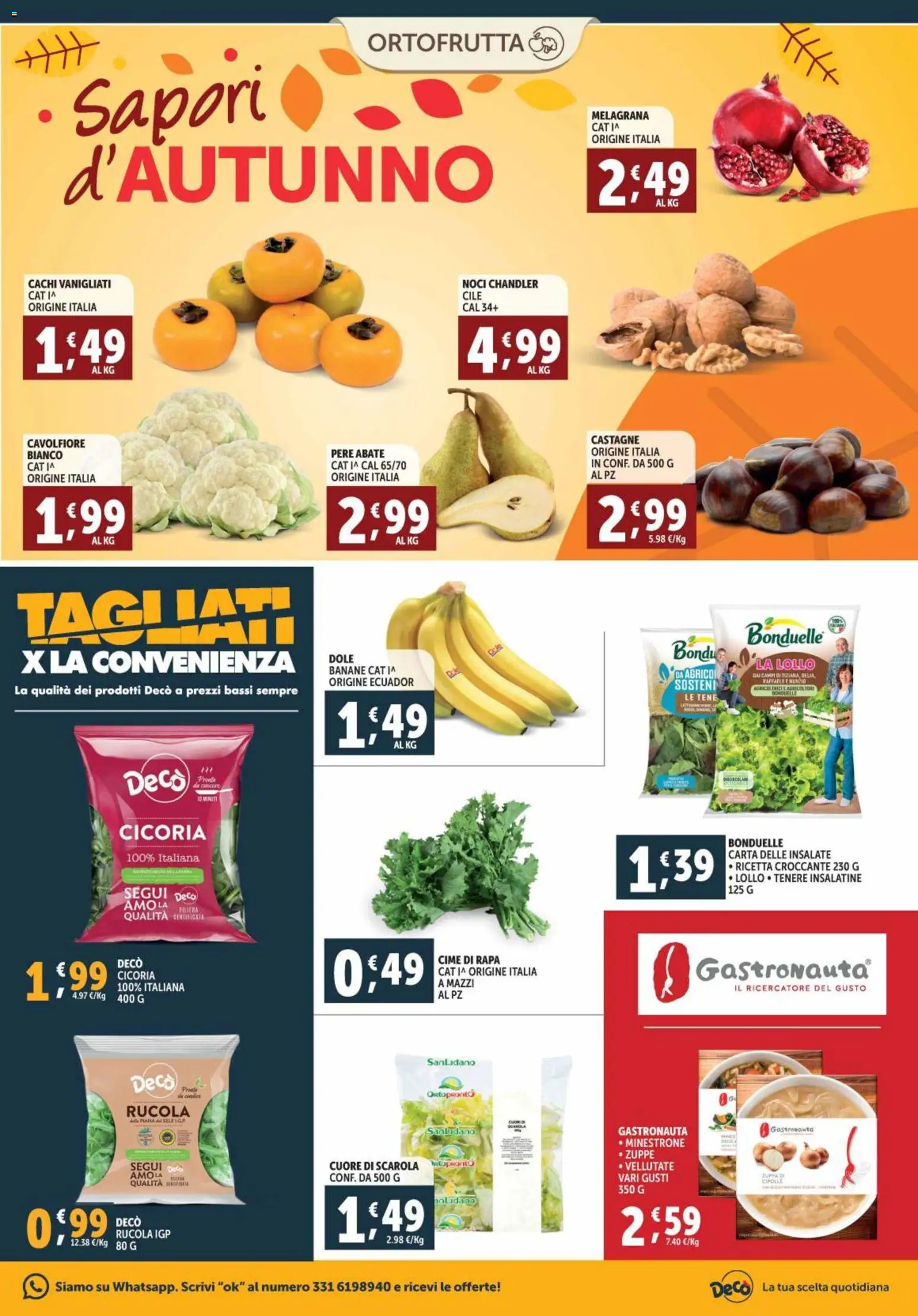 Volantino Decò del 28.10.2025 | Pagina: 5 | Prodotti: Minestrone, Cipolle, Noci, Cachi