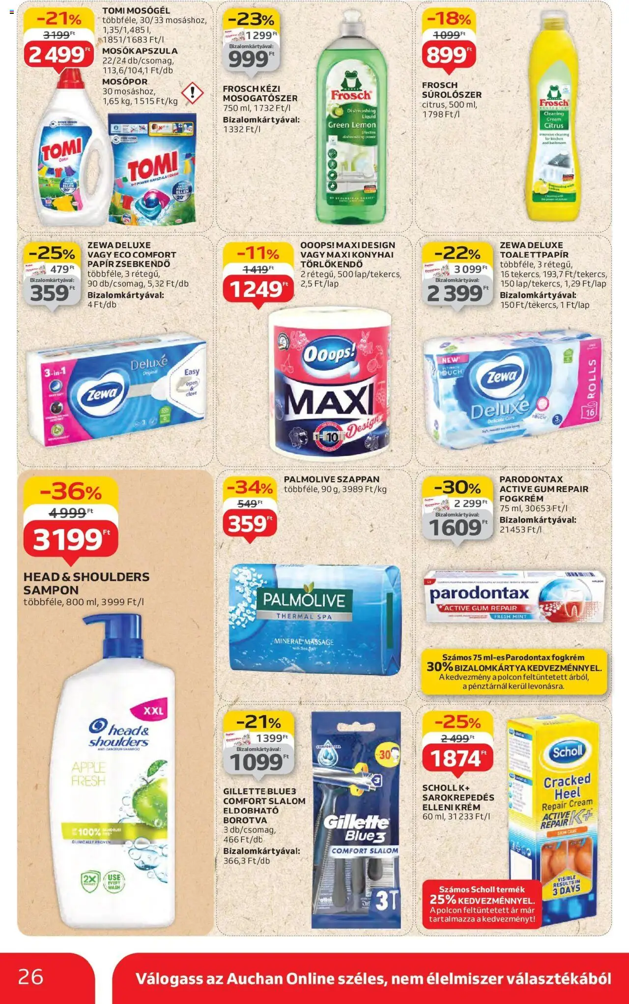 Auchan akciós ujság - amely érvényes a következő dátumtól: 31.07.2025 | Oldal: 26 | Termékek: Borotva, Mosókapszula, Sampon, Szappan