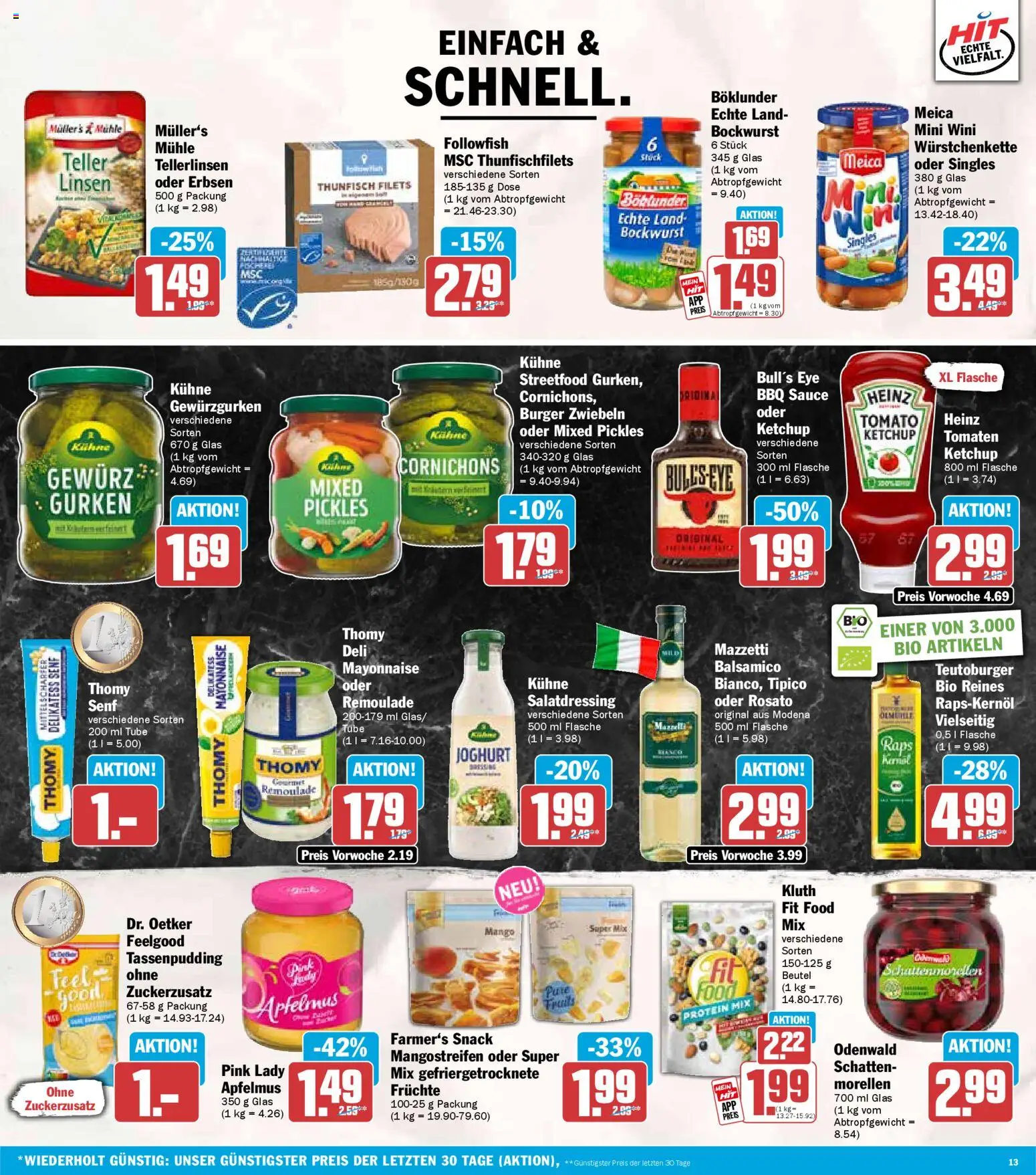 HIT Bayern – gültig ab 29.12.2025 | Seite: 13 | Produkte: Meica, Zwiebeln, Ketchup, Gurken