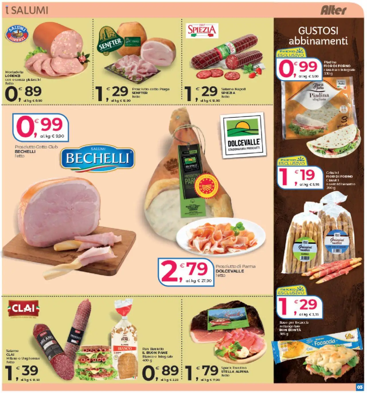 Volantino Alter Discount del 05.09.2025 | Pagina: 3 | Prodotti: Prosciutto Cotto, Prosciutto, Piadina, Forno