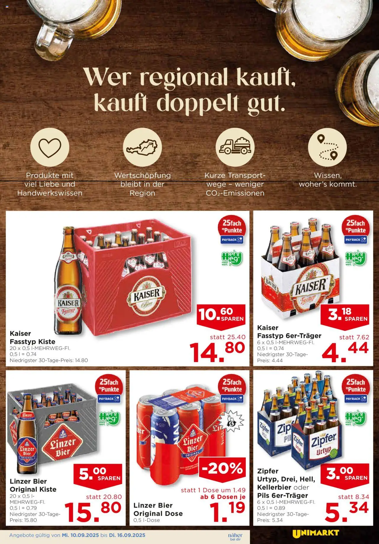 Unimarkt Zentralraum gültig ab 10.09.2025 | Seite: 5 | Produkte: Bier
