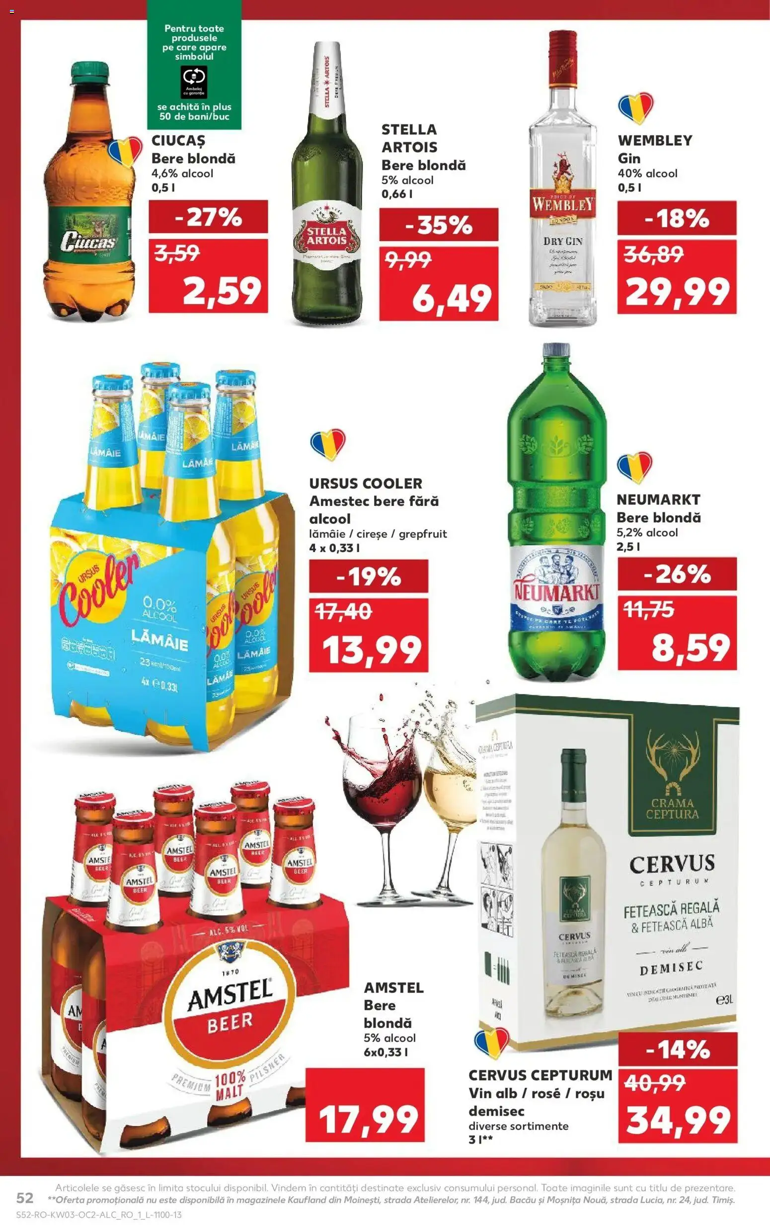 Noul catalog Kaufland – valabil de la 14.01.2026 | Pagină: 52 | Produse: Vin, Bere, Gin, Cireșe