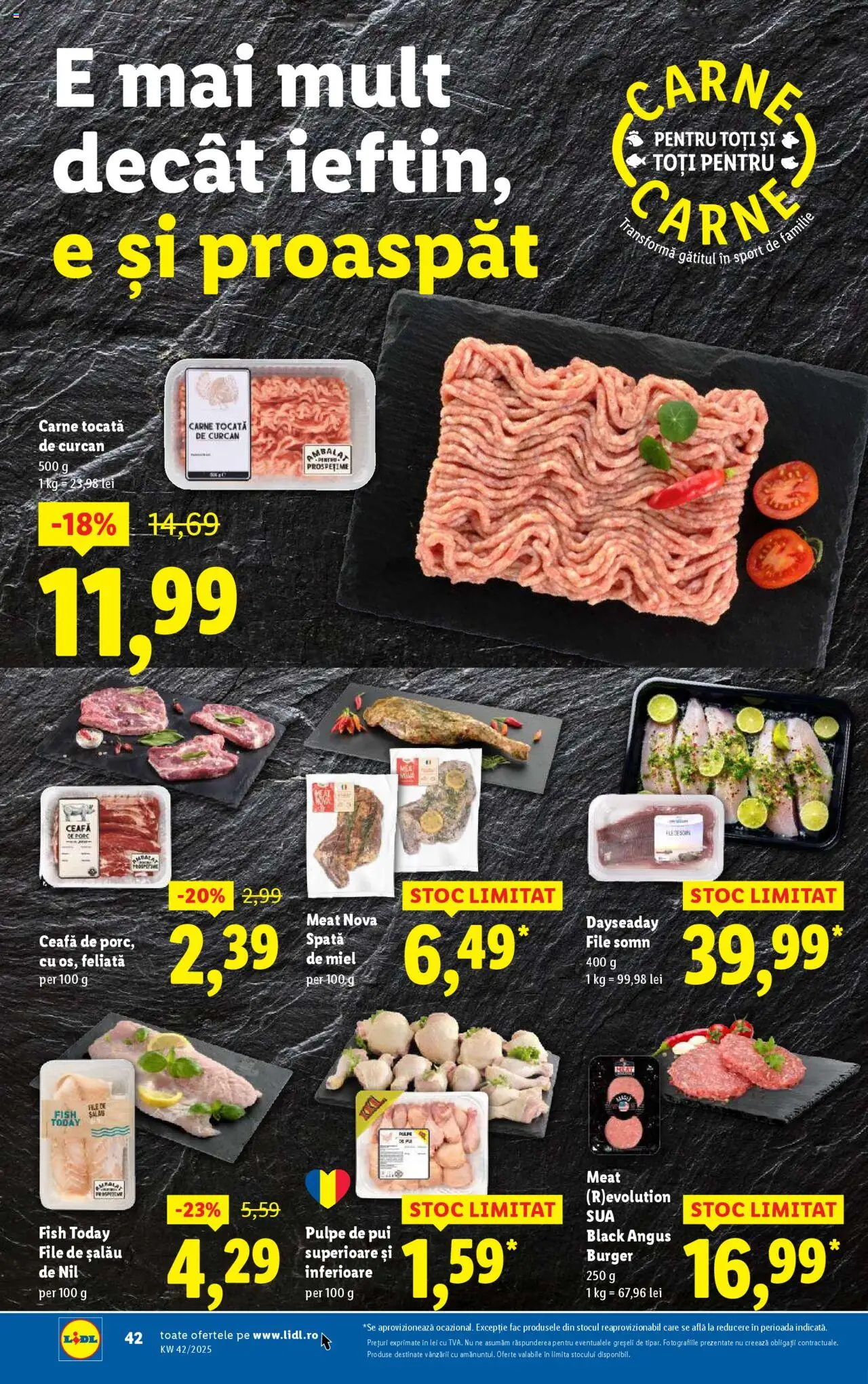 Noul catalog Lidl – valabil de la 13.10.2025 | Pagină: 42 | Produse: Hacıyatmaz Kedi Oyuncağı, Carne tocată, Burger