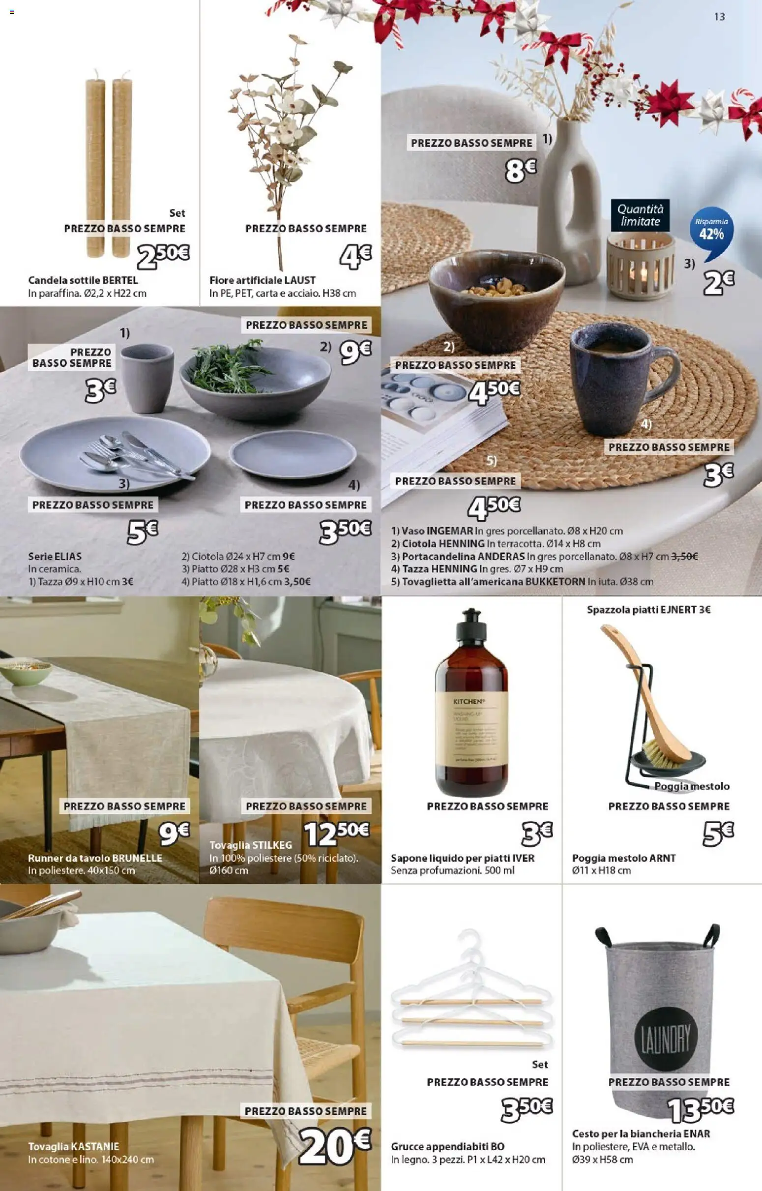 Volantino JYSK del 11.12.2025 | Pagina: 13 | Prodotti: Tovaglia, Ciotola, Vaso, Appendiabiti