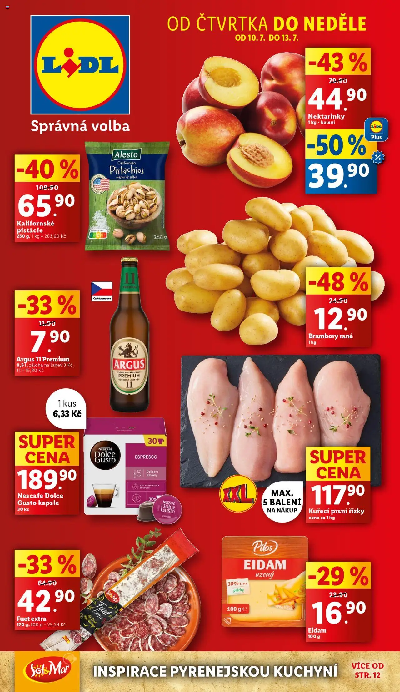 Lidl leták od 10.07.2025 | Strana: 1 | Produkty: Nescafé Dolce Gusto, Pistácie, Argus, Dolce gusto kapsle