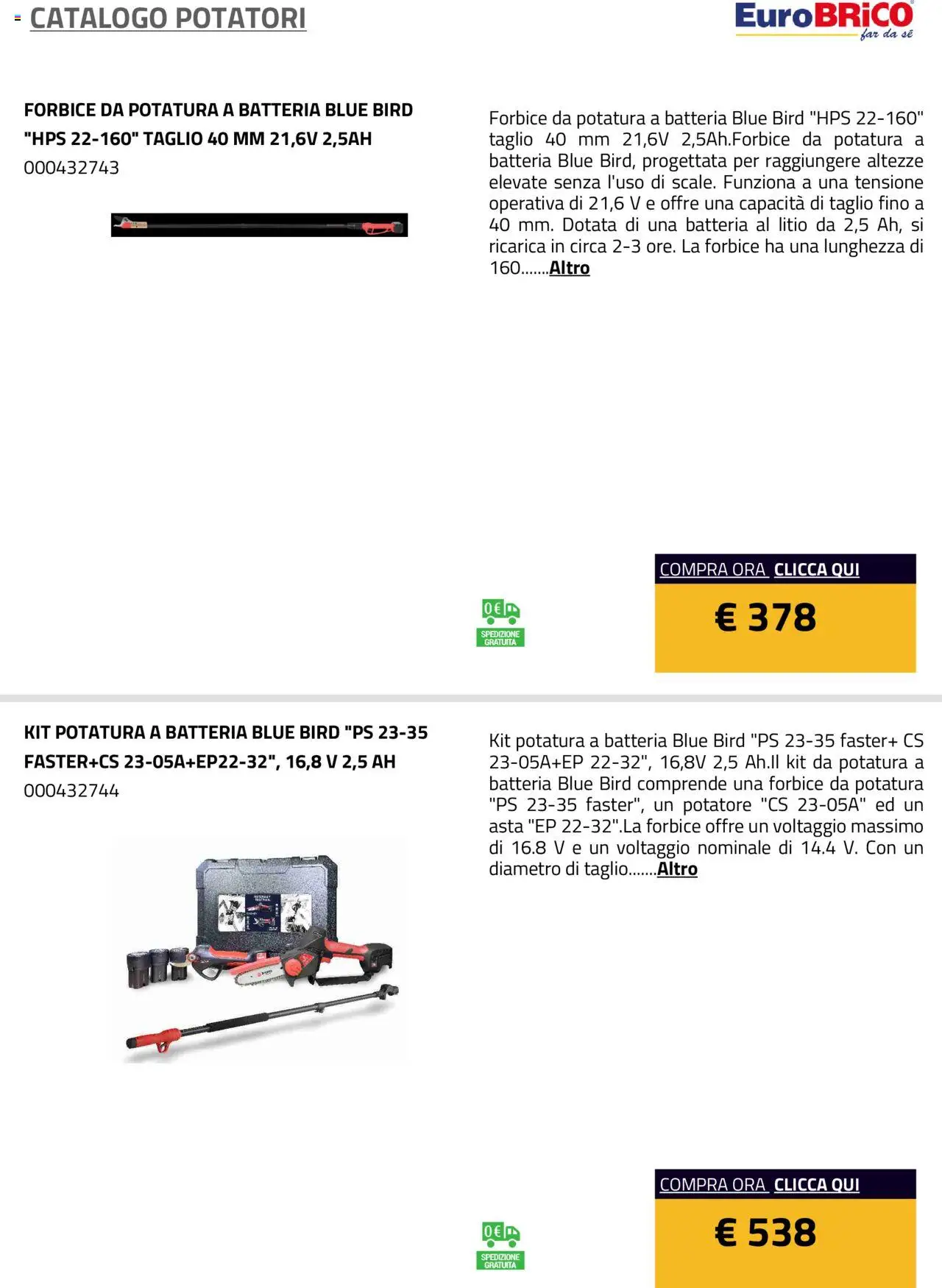 Volantino Eurobrico del 23.07.2025 | Pagina: 30 | Prodotti: Forbice, Batteria