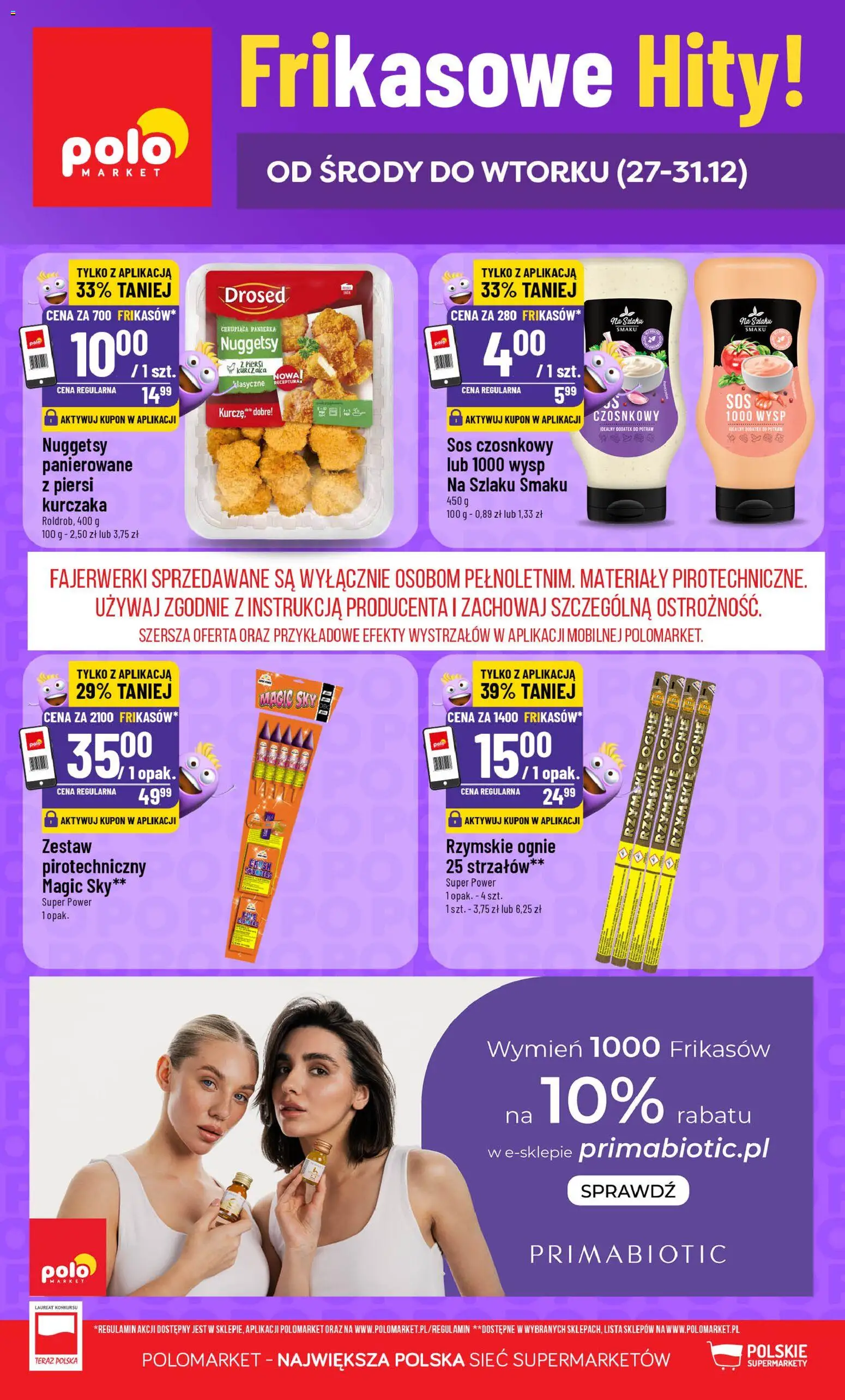 POLOmarket Gazetka - Frikasowe Hity od 27.12.2025 | Strona: 1 | Produkty: Sos czosnkowy, Fajerwerki, Rzymskie ognie, Sos
