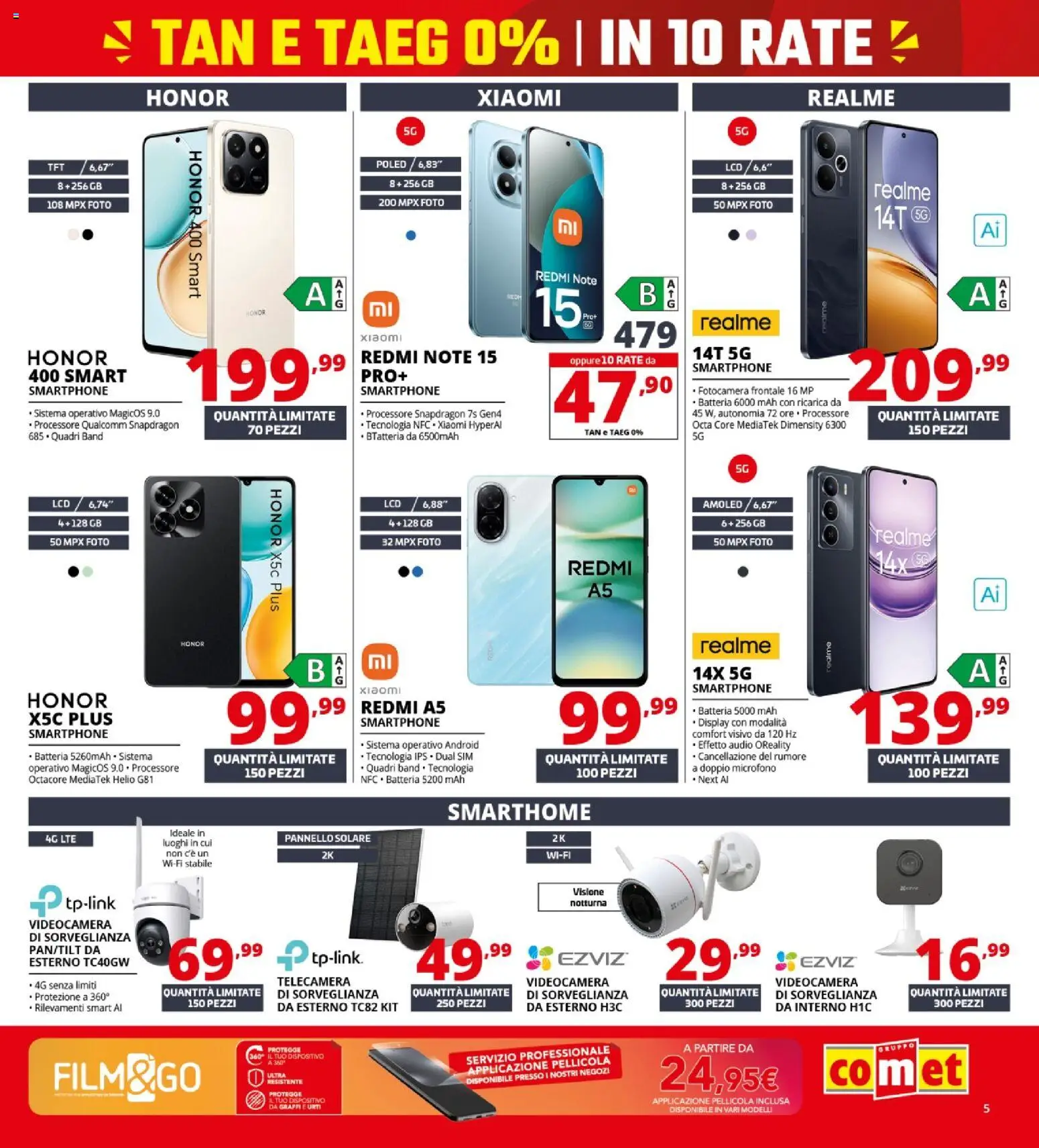Volantino Comet del 19.02.2026 | Pagina: 5 | Prodotti: Smartphone, Audio, Fotocamera, Batteria