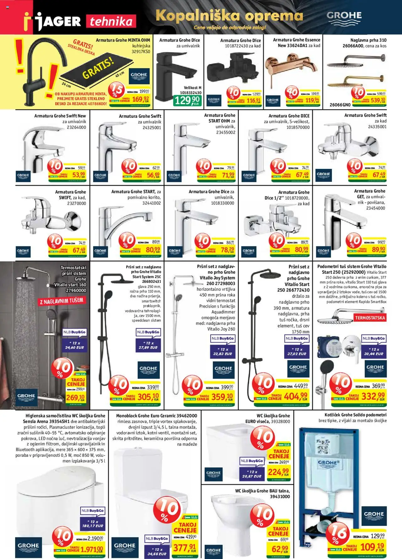 Novi Jager katalog ponudbe – veljaven od 22.10.2025 | Stran: 8 | Izdelki: Termostat, Kos, WC školjka, Umivalnik