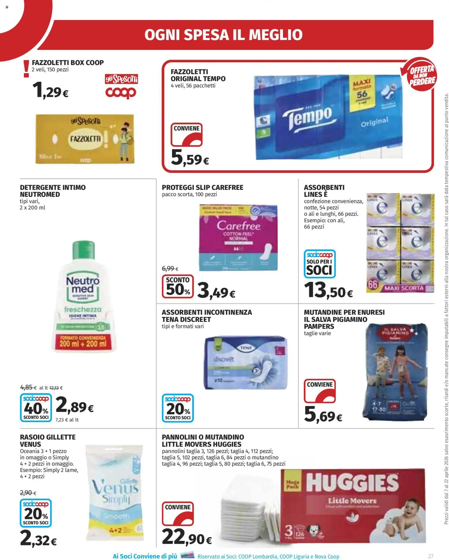 Volantino Ipercoop del 07.04.2026 | Pagina: 27 | Prodotti: Pannolini, Detergente intimo, Detergente, Pampers