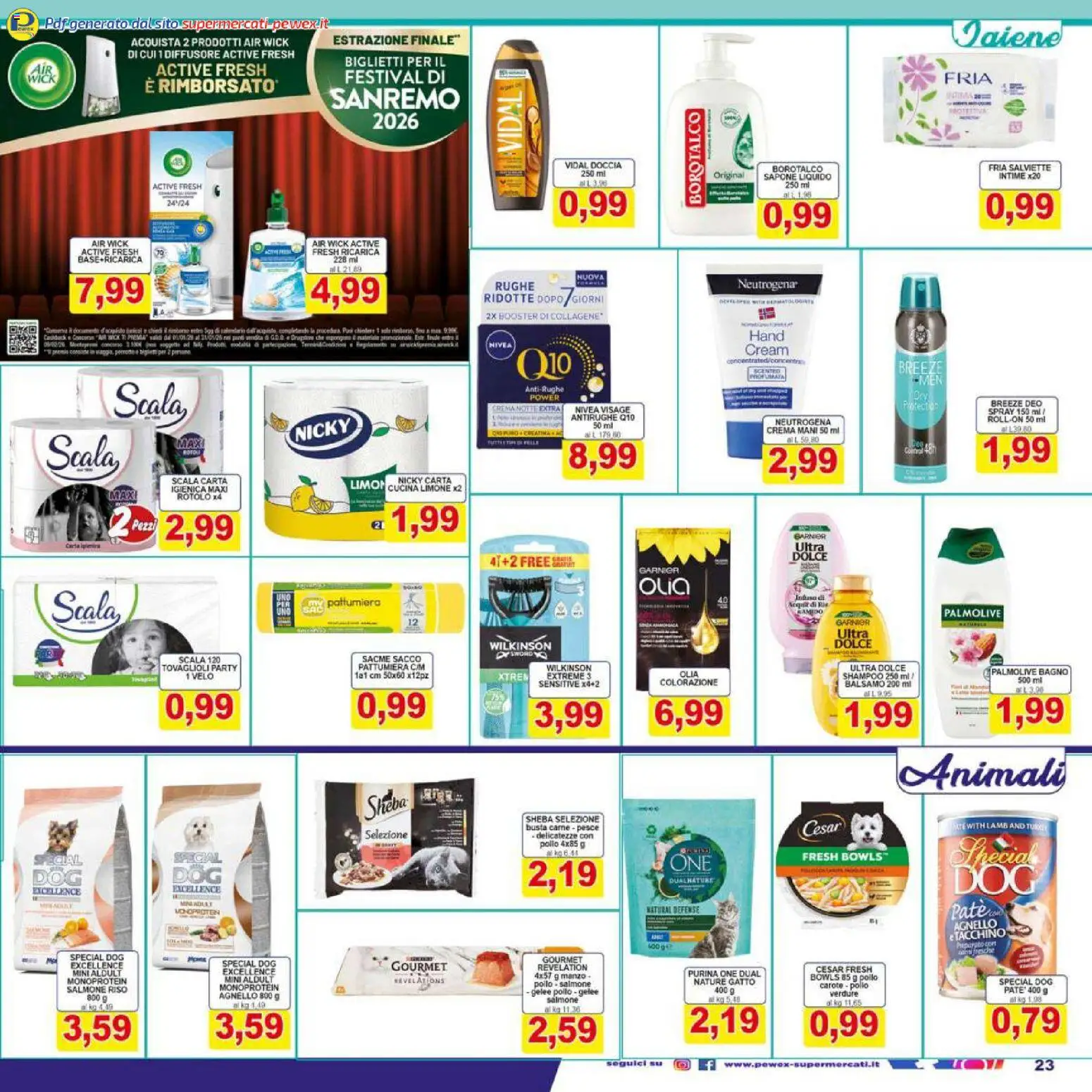 Volantino Pewex del 16.01.2026 | Pagina: 23 | Prodotti: Pollo, Riso, Manzo, Carote