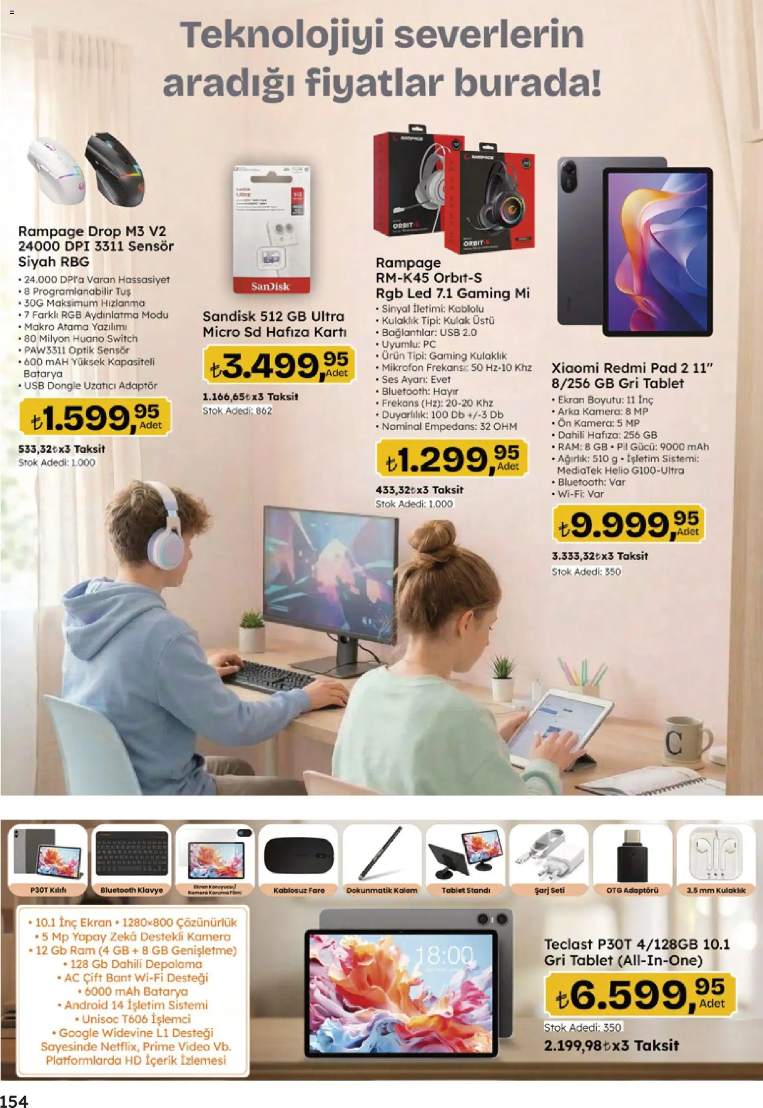 Migros Katalog - 5M Migroskop Dijital - 16.04.2026 tarihinden itibaren geçerlidir | Sayfa: 154 | Ürünler: Klavye, Kamera, Hafıza kartı, USB