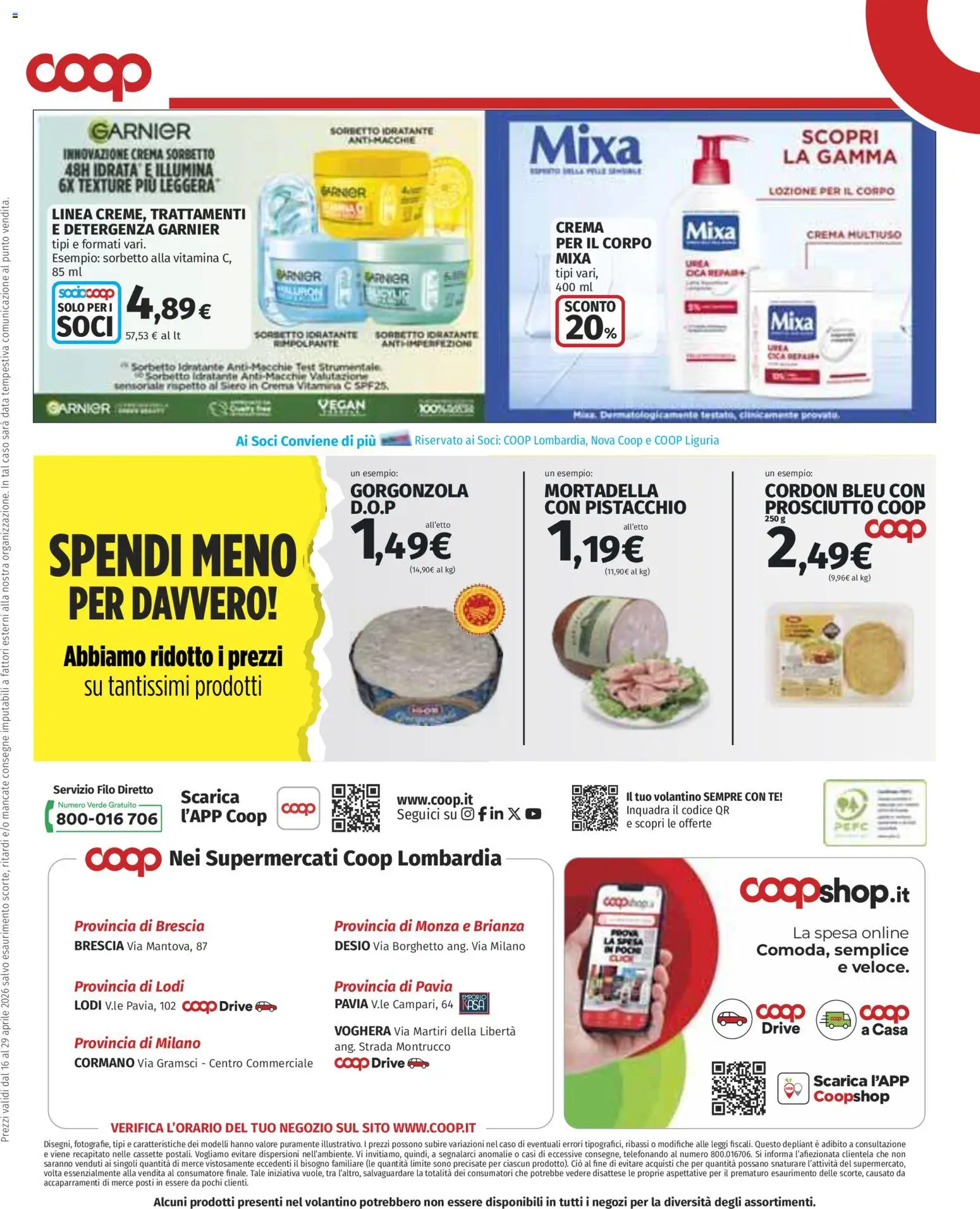 Volantino COOP del 16.04.2026 | Pagina: 28 | Prodotti: Crema, Crema per il corpo, Tè, Mortadella