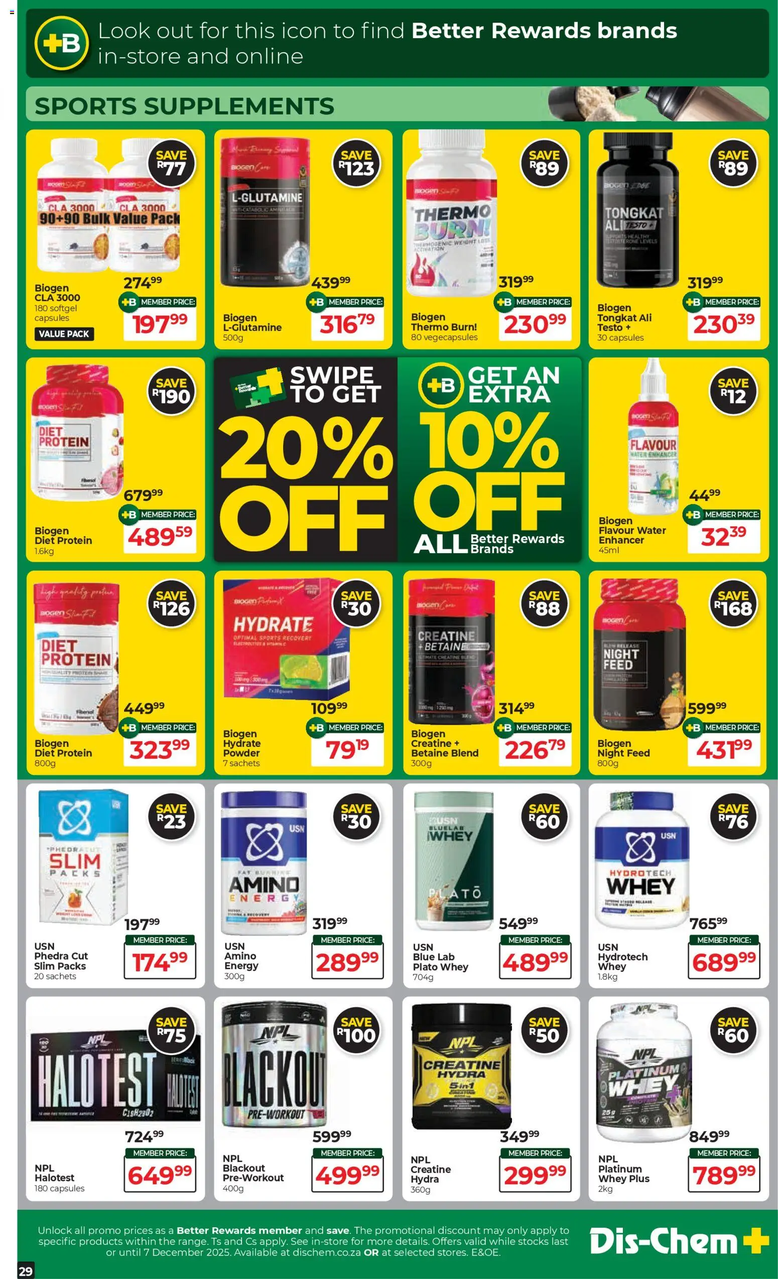 New Dis-Chem catalogue – valid from 18.11.2025 | Page: 29 | Products: Detergente líquido, Powder, Water, Supplements