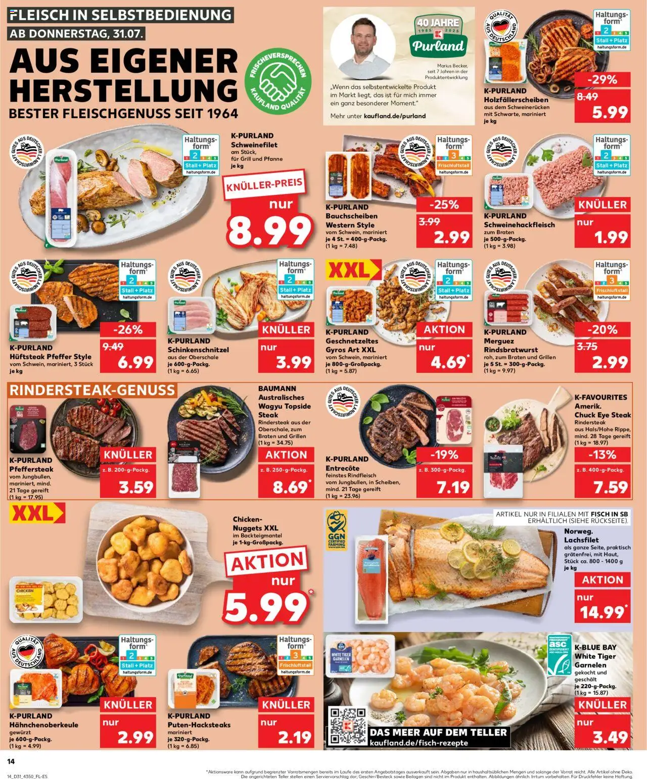 Kaufland prospekt Frankfurt (Oder)	 - gültig ab dem 31.07.2025 | Seite: 14 | Produkte: Garnelen, Fisch, Pfeffer, Schweinerucken