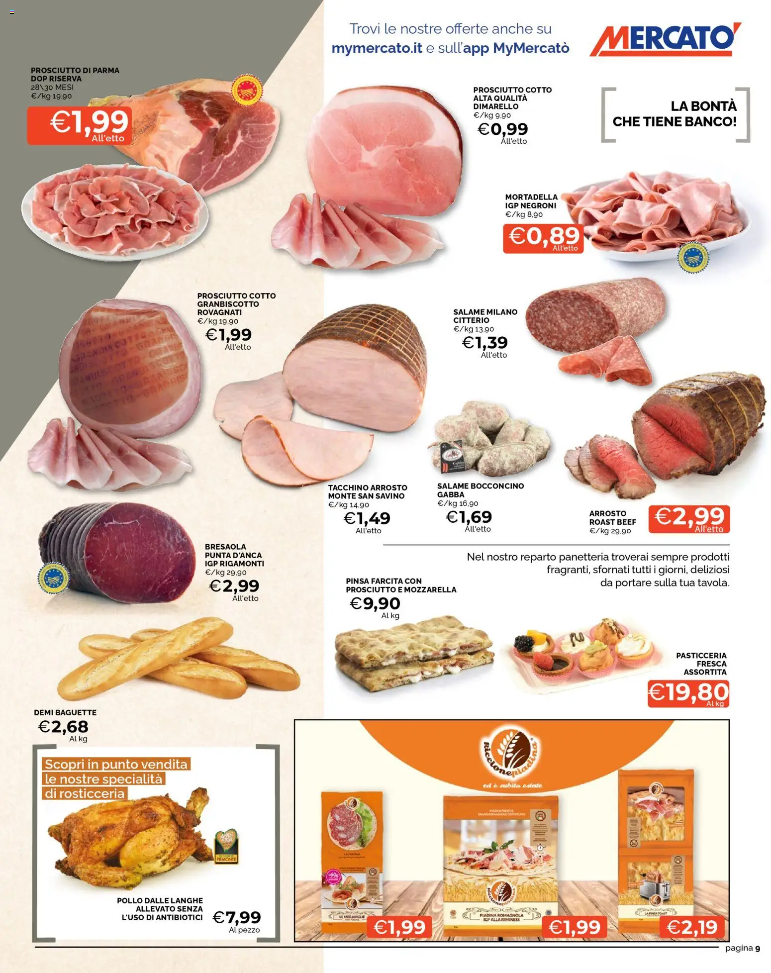 Volantino Mercatò del 18.11.2025 | Pagina: 9 | Prodotti: Pollo, Bresaola, Tacchino, Prosciutto