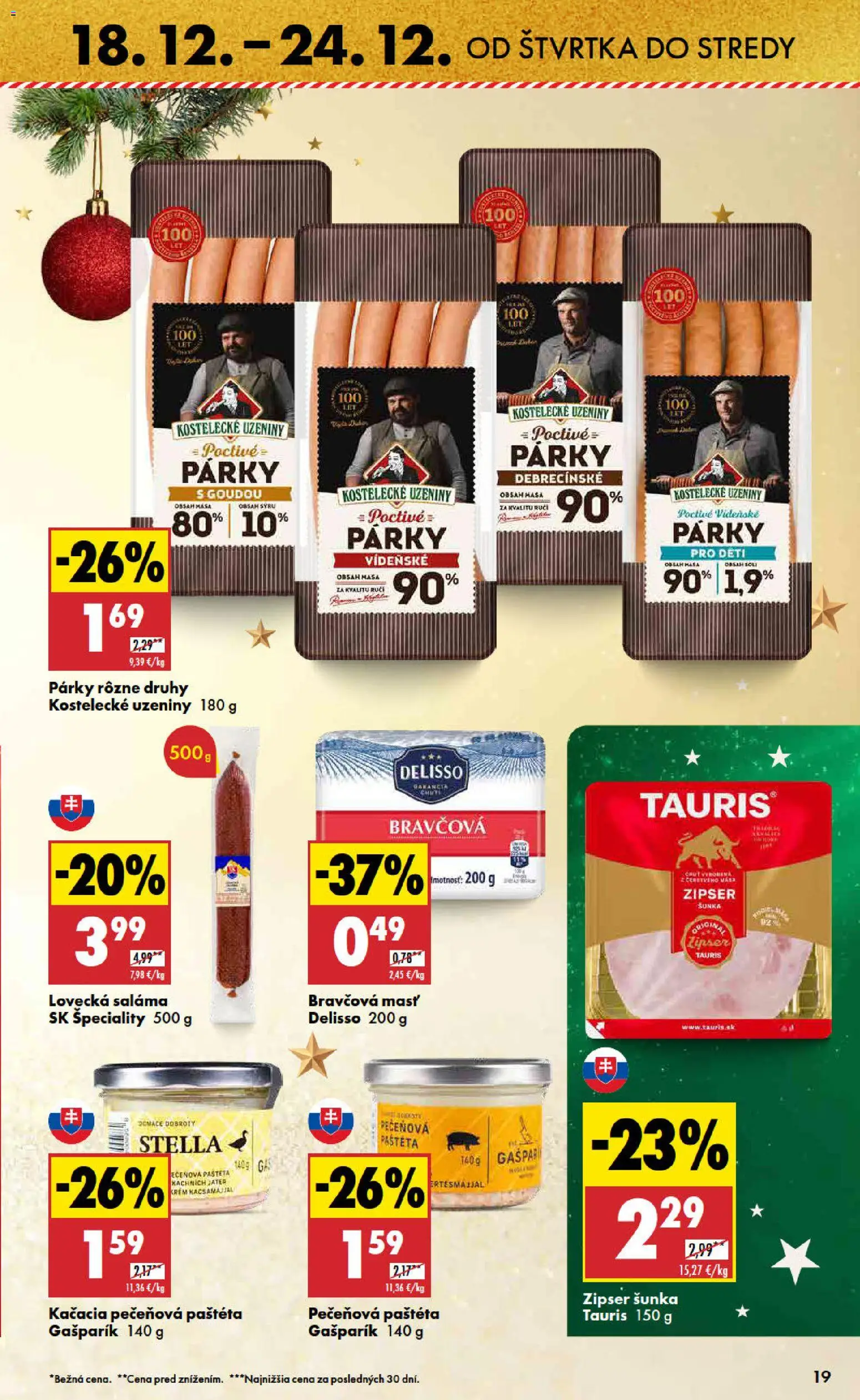 Nové Biedronka akcie – leták je platný od 18.12.2025 | Strana: 19 | Produkty: Saláma, Šunka, Párky