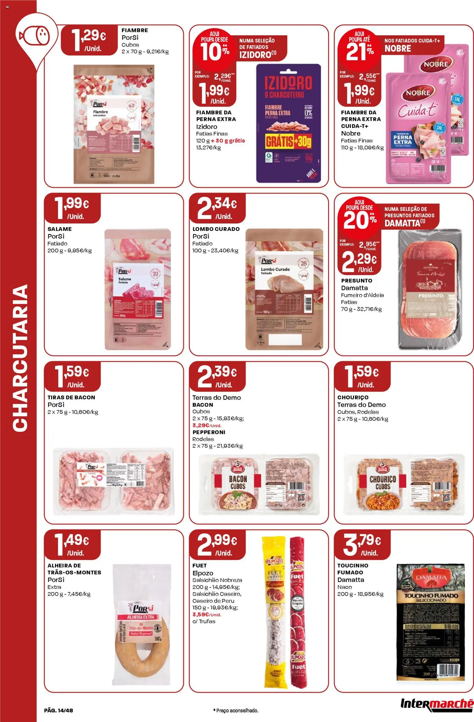 Intermarché folheto │ válido de 05.03.2026 | Página: 14 | Produtos: Bacon, Peru, Salame, Presunto