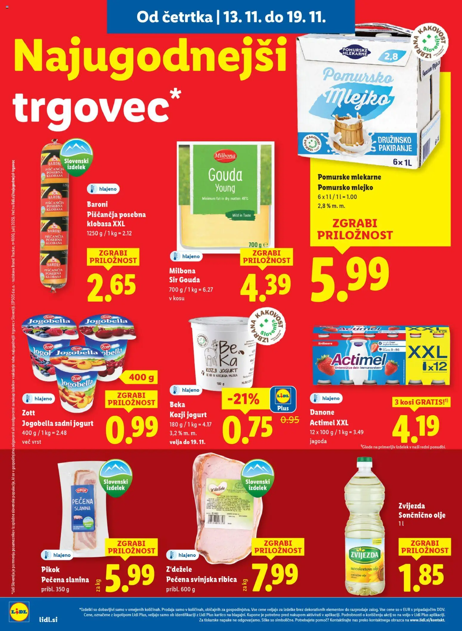 Novi Lidl katalog ponudbe – veljaven od 13.11.2025 | Stran: 6 | Izdelki: Slanina, Sir, Jogurt, Olje