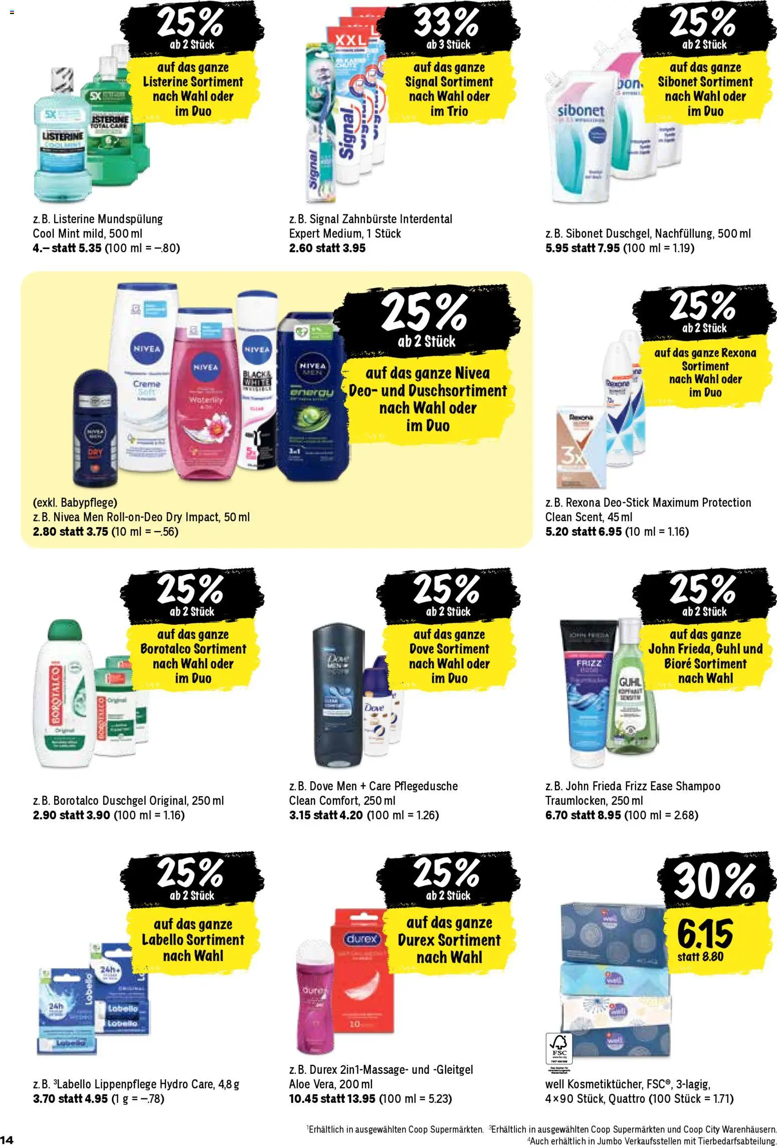 Coop Aktionen – gültig ab 13.11.2025 | Seite: 14 | Produkte: Shampoo, Zahnbürste, Shower Gel, Creme