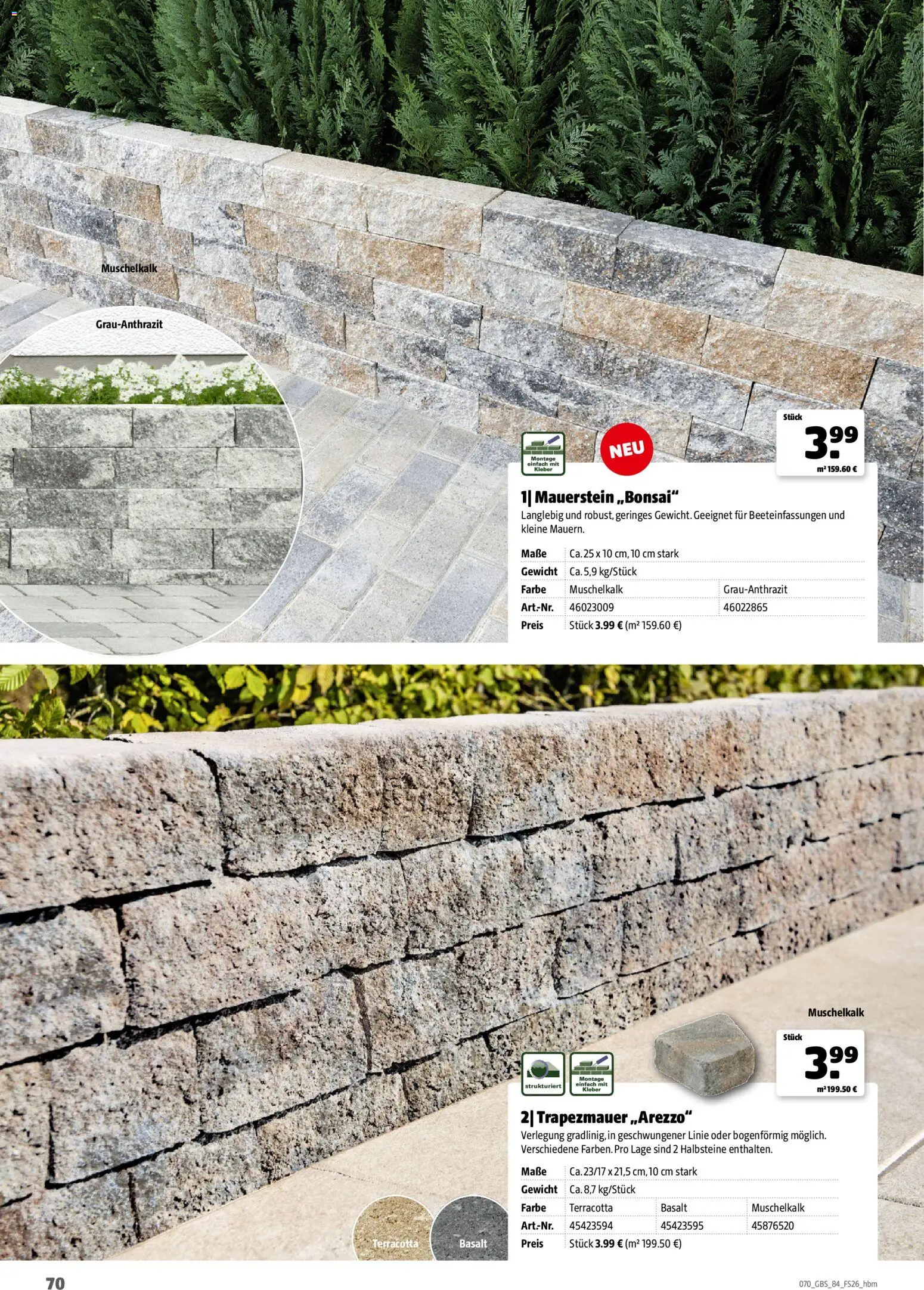 Hagebau Gartenbaustoffsortiment – gültig ab 02.03.2026 | Seite: 70 | Produkte: Gewicht