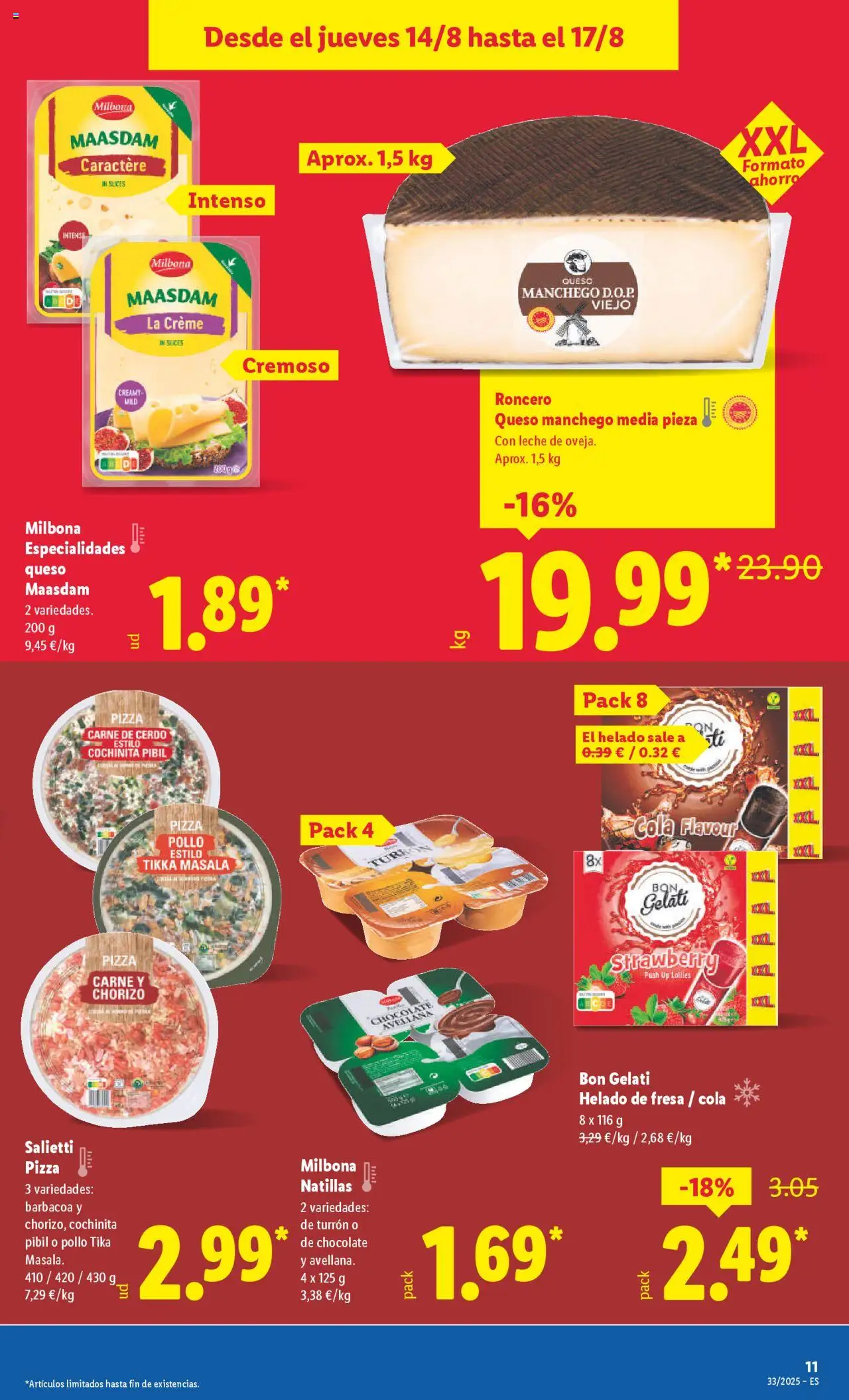 Lidl catálogo VAL │ válido desde el 11.08.2025 | Página: 21 | Productos: Leche, Queso, Pizza, Barbacoa