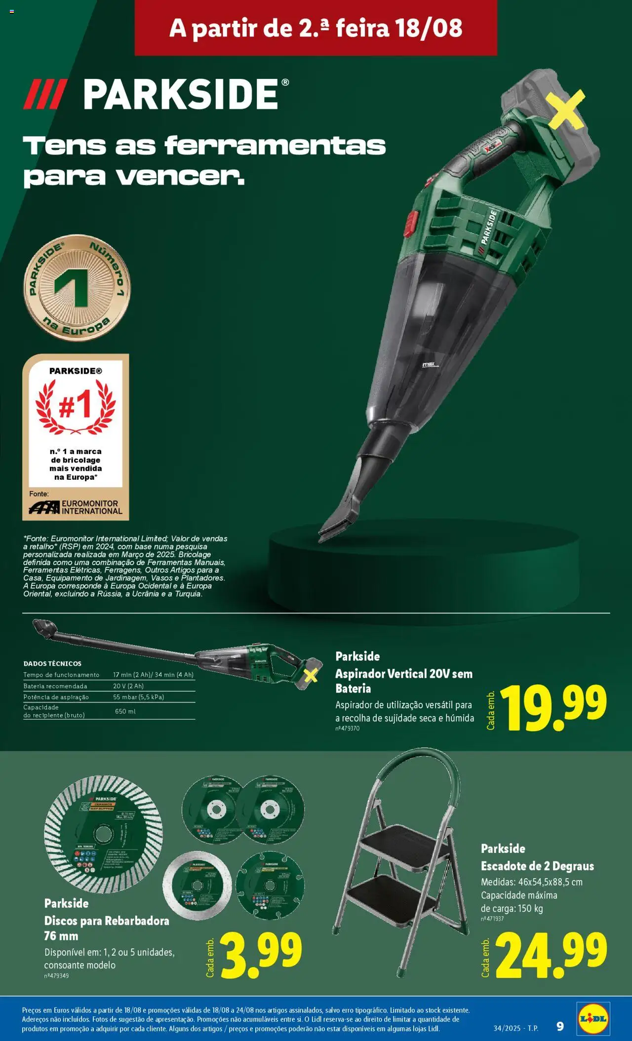 Lidl Novidades │ válido de 18.08.2025 | Página: 9 | Produtos: Aspirador, Ferramentas, Base, Bateria