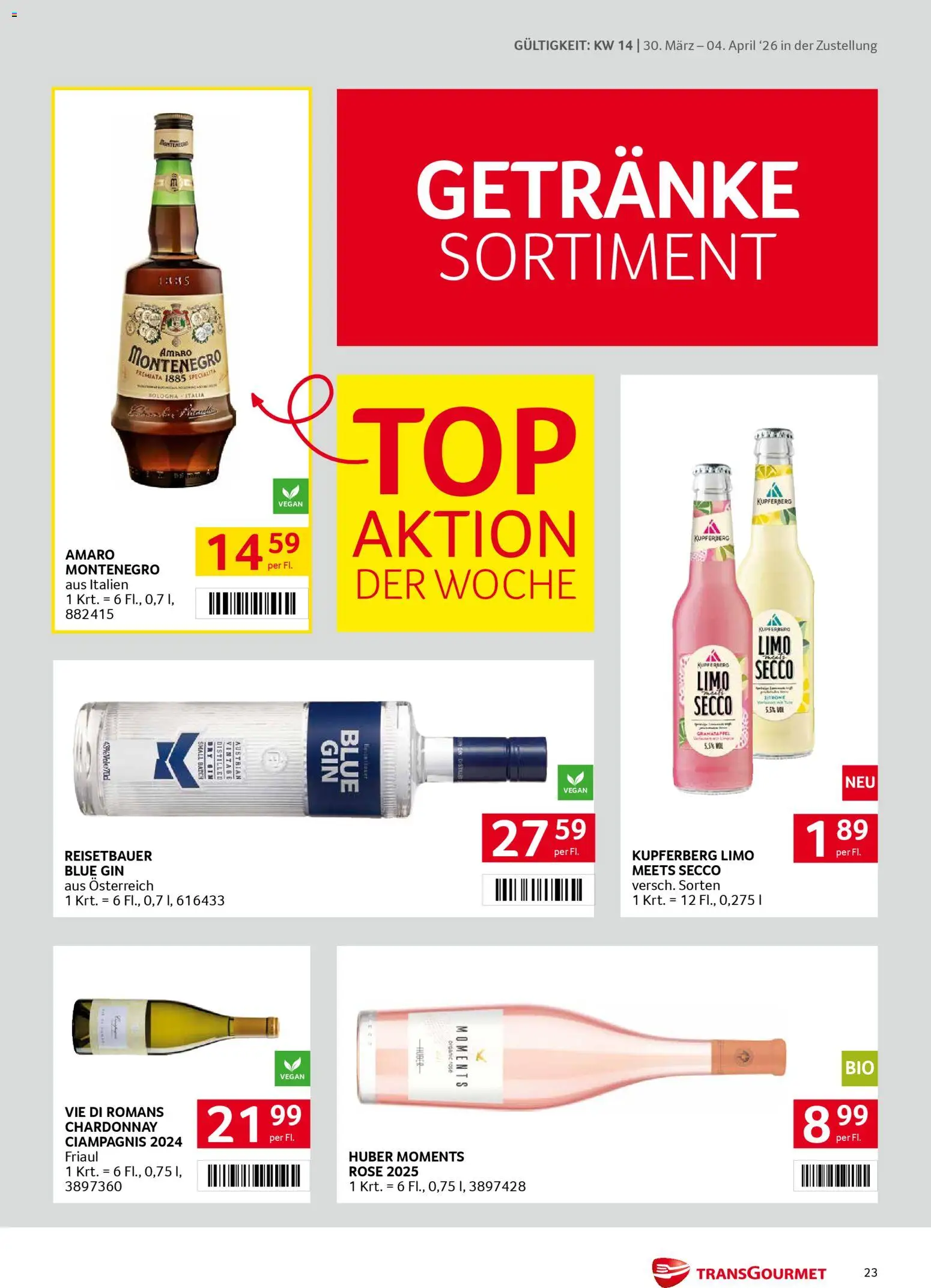 Transgourmet Zustellaktion gültig ab 30.03.2026 | Seite: 23 | Produkte: Gin