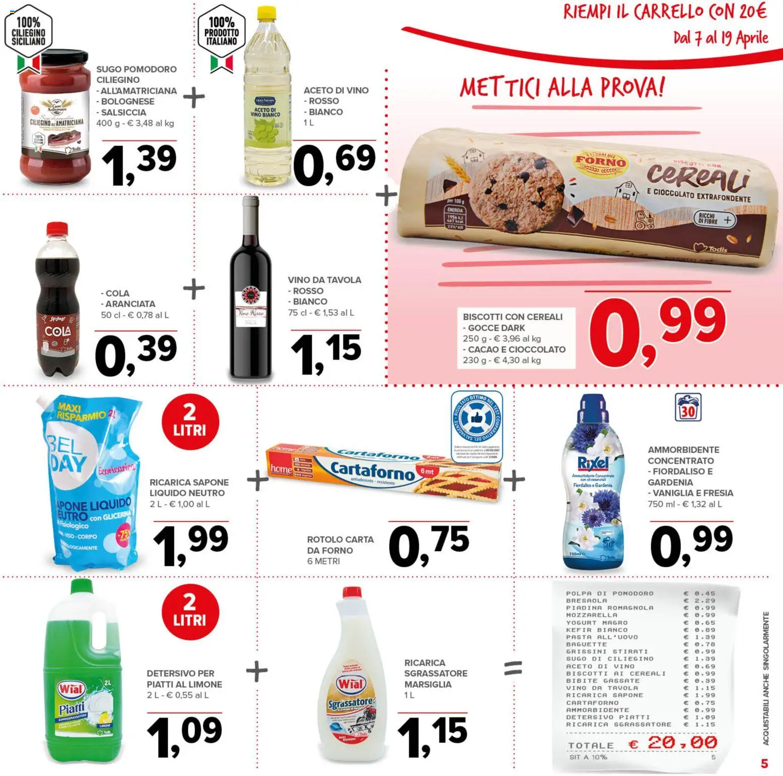Volantino Todis del 07.04.2026 | Pagina: 5 | Prodotti: Sapone, Ammorbidente, Carrello, Grissini