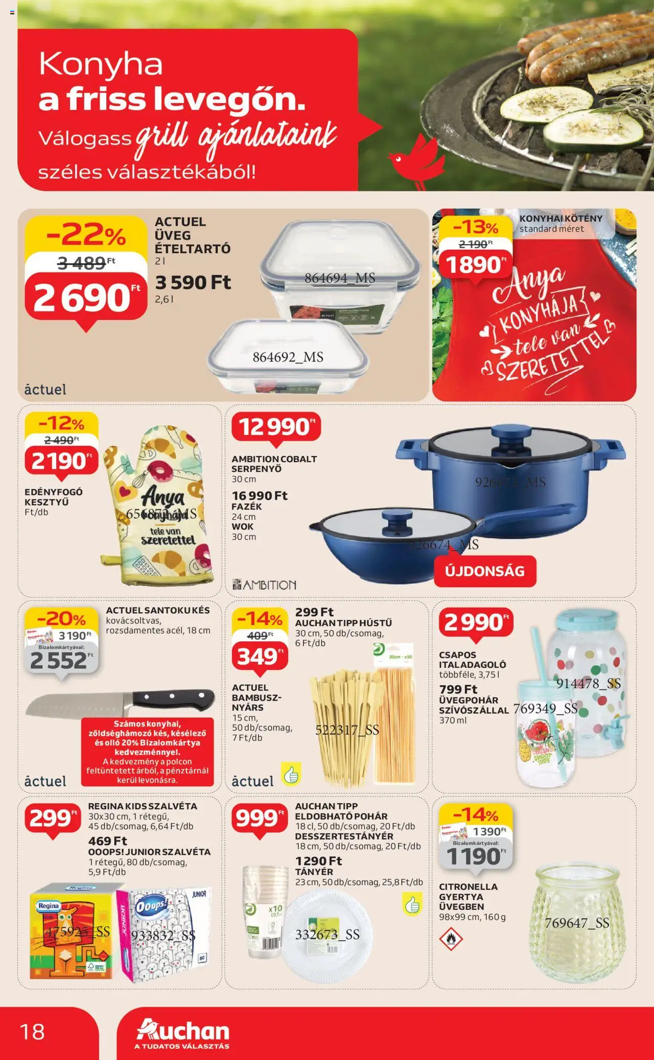 Auchan akciós ujság - amely érvényes a következő dátumtól: 12.06.2025 | Oldal: 18 | Termékek: Késélező, Tányér, Kés, Pohár
