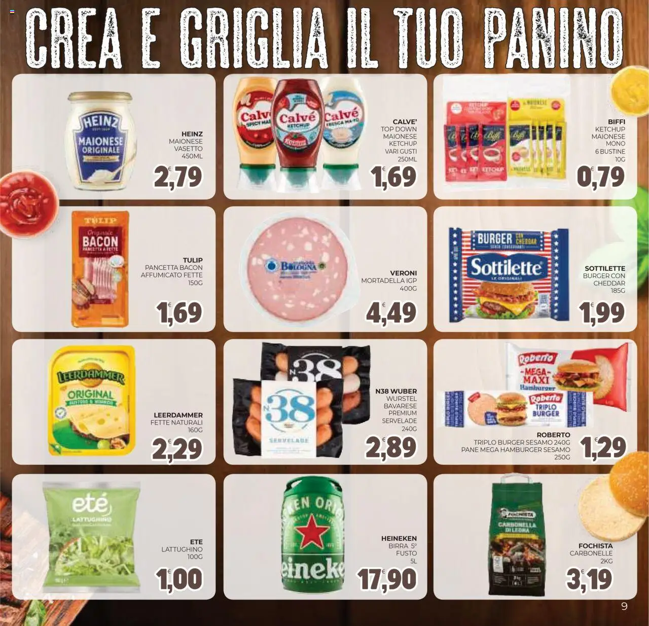 Volantino Eté del 05.08.2025 | Pagina: 9 | Prodotti: Maionese, Top, Heineken, Hamburger