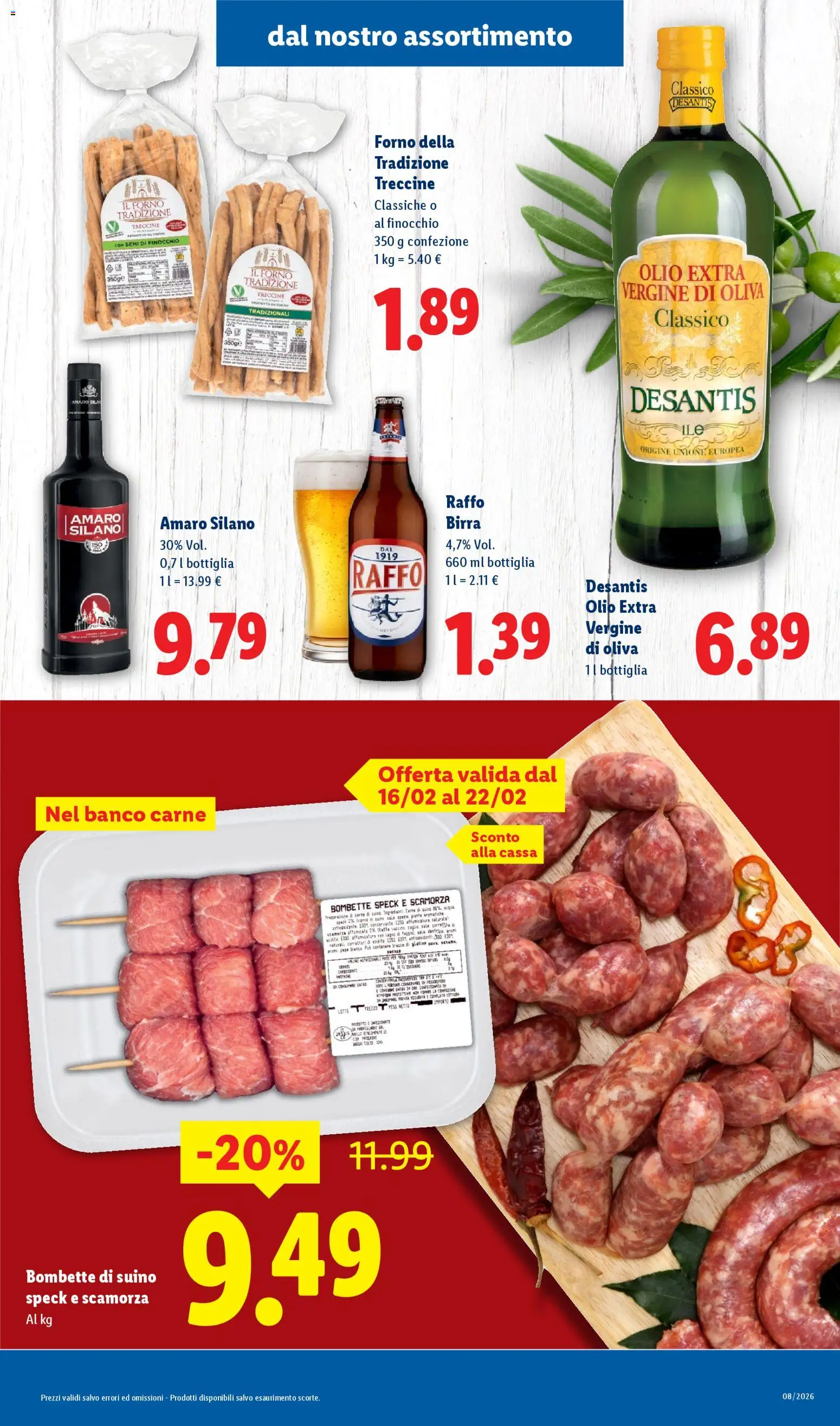 Volantino Lidl del 16.02.2026 | Pagina: 3 | Prodotti: Speck, Suino, Olio, Amaro