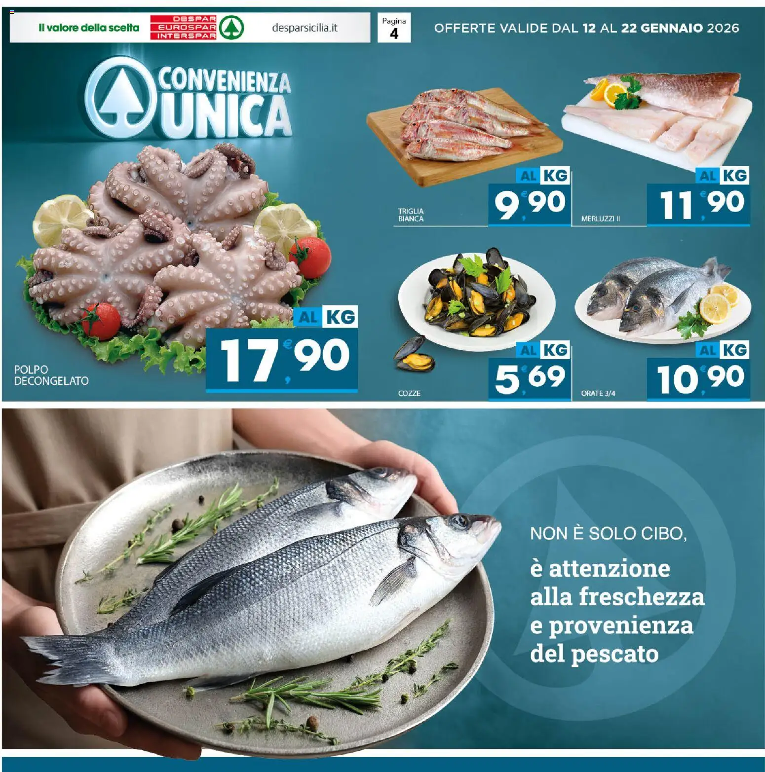 Volantino Eurospar del 12.01.2026 | Pagina: 4 | Prodotti: Cozze, Polpo