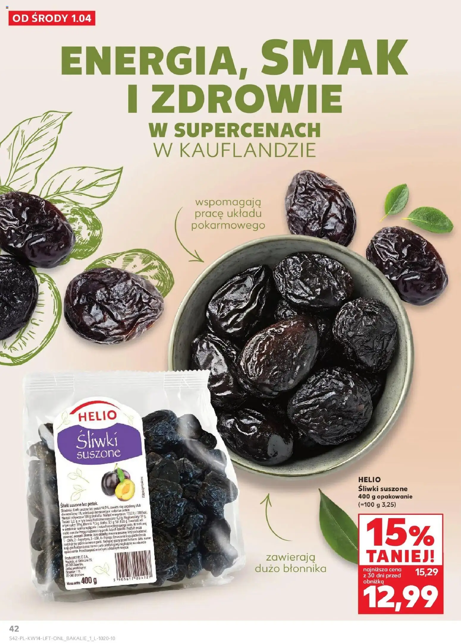 Kaufland gazetka od 01.04.2026 | Strona: 42 | Produkty: Śliwki, Nasiona, Śliwki suszone, Olej