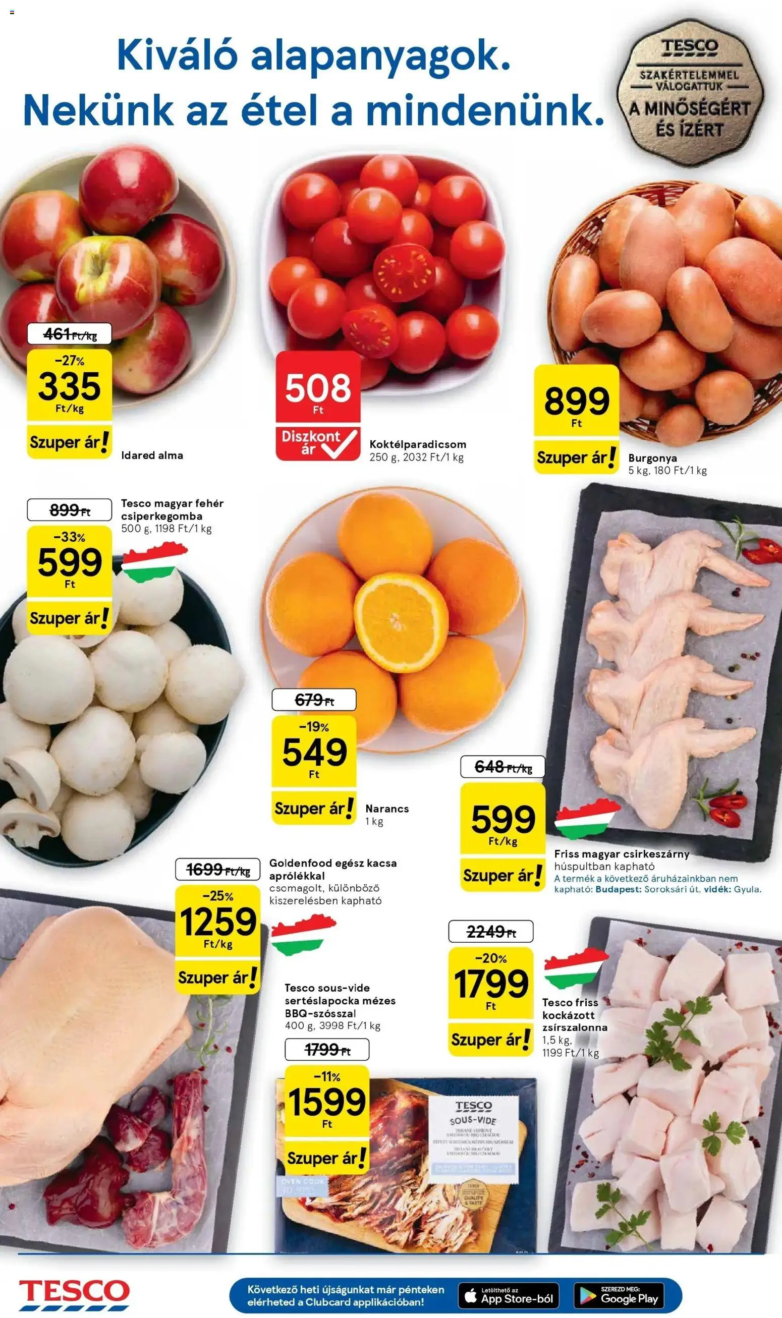 Tesco akciós ujság - amely érvényes a következő dátumtól: 26.02.2026 | Oldal: 2 | Termékek: Csiperkegomba, Sertéslapocka, Narancs, Kacsa