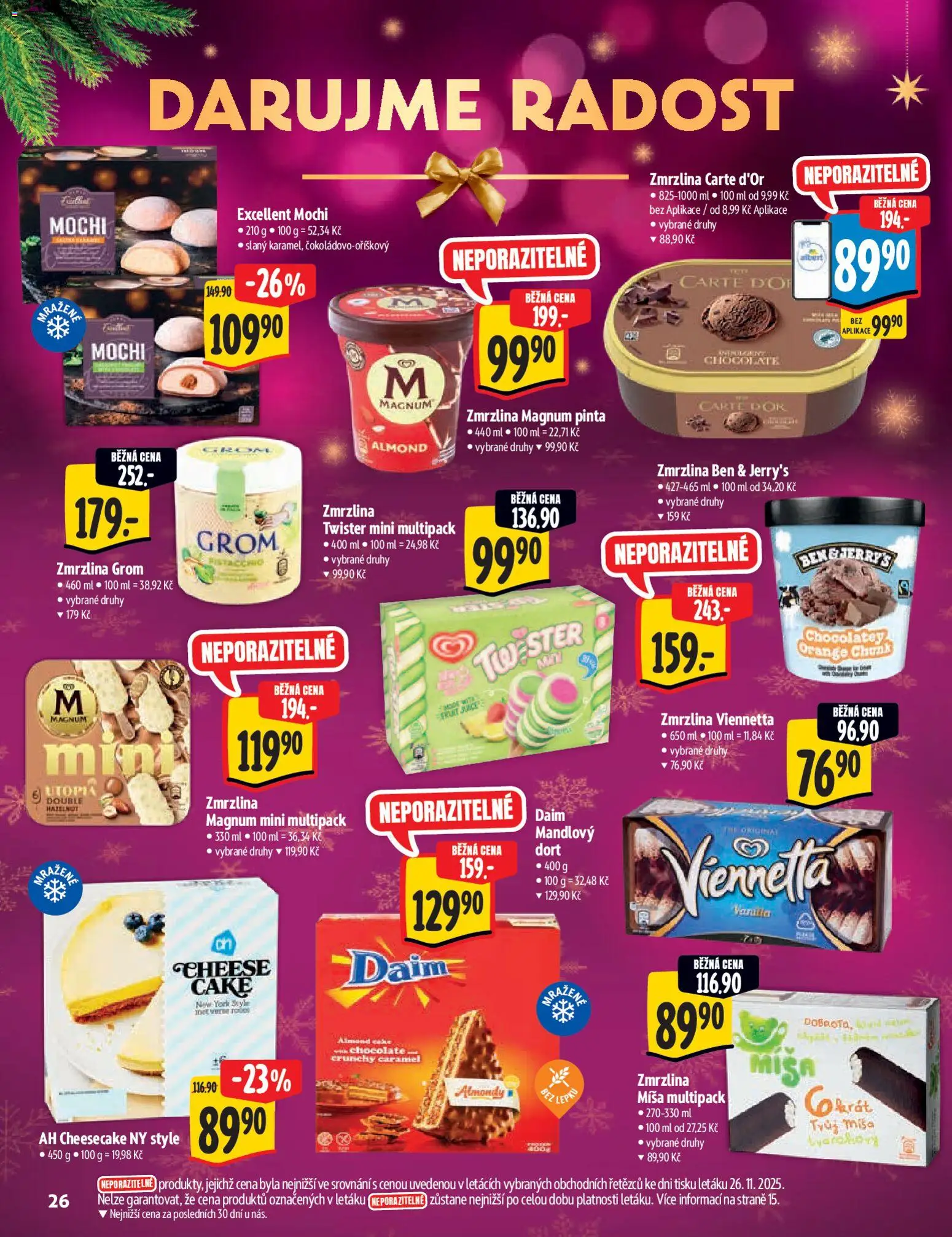 Albert katalog - Supermarket - Delikatesy od 03.12.2025 | Strana: 26 | Produkty: Viennetta, Ben & Jerry's, Cheesecake, Dort