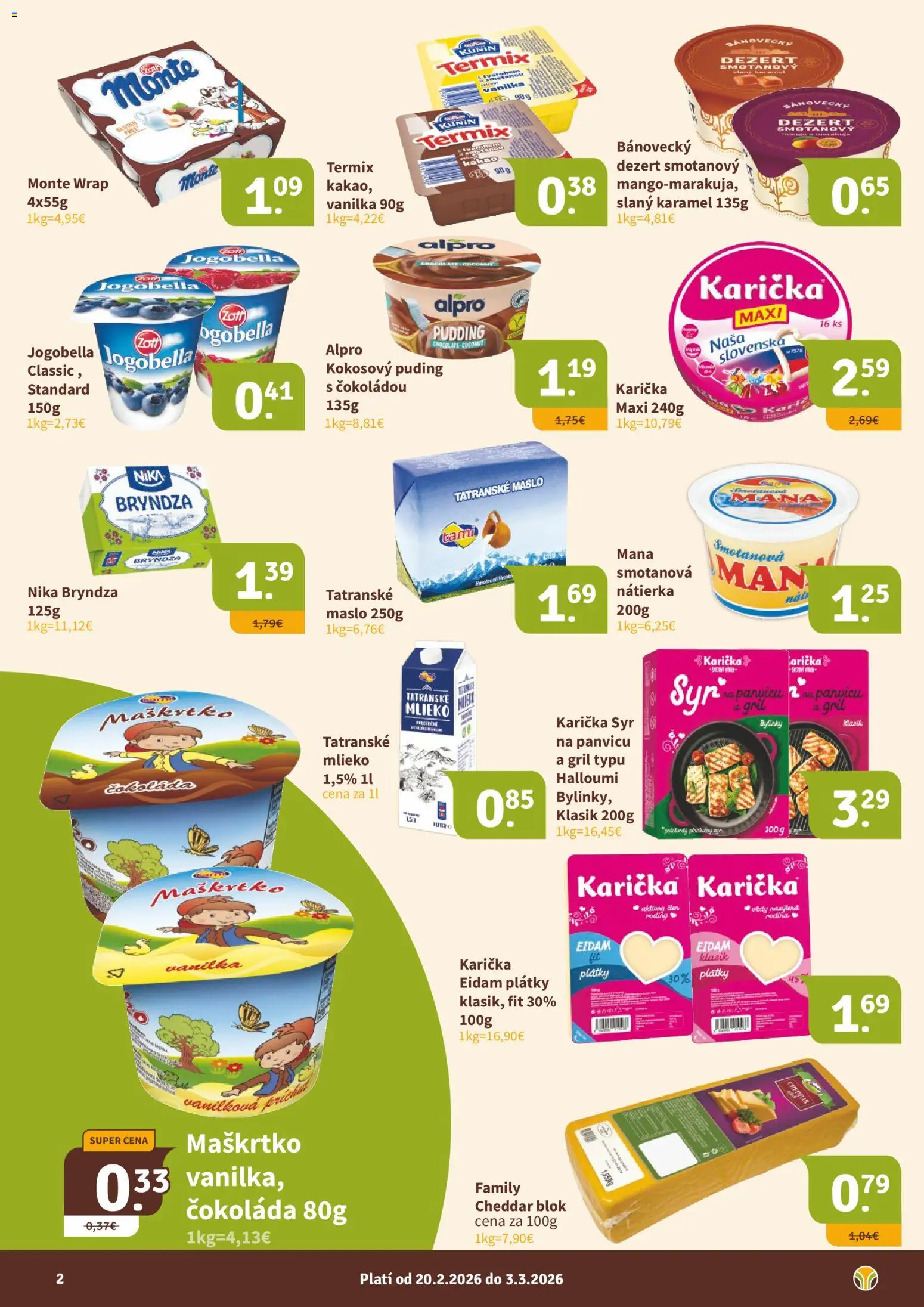 Nové Nitrazdroj akcie – leták je platný od 20.02.2026 | Strana: 2 | Produkty: Gril, Syr, Eidam, Alpro