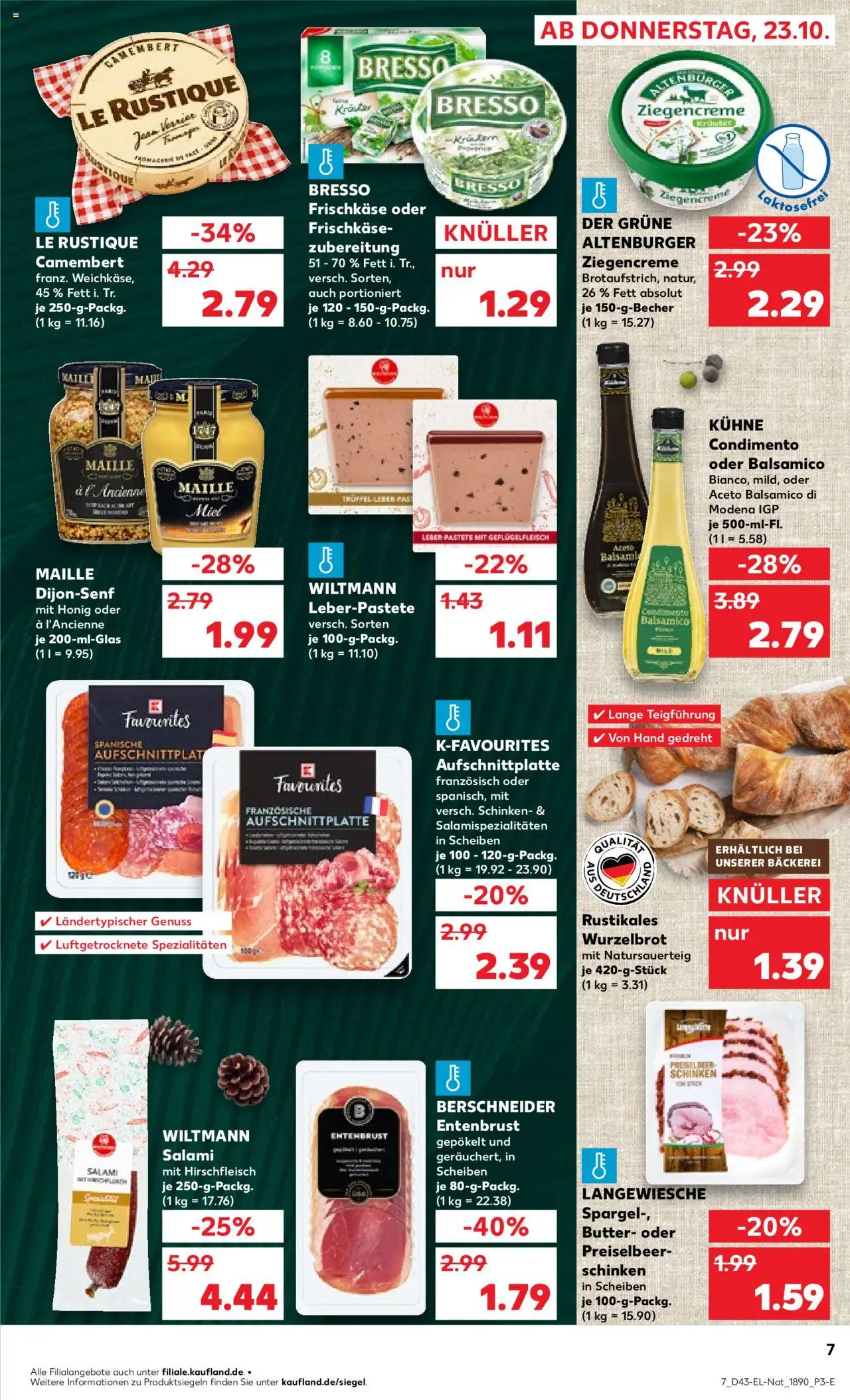 Kaufland prospekt Völklingen	 – gültig ab 23.10.2025 | Seite: 7 | Produkte: Bäckerei, Balsamico, Spargel, Salami