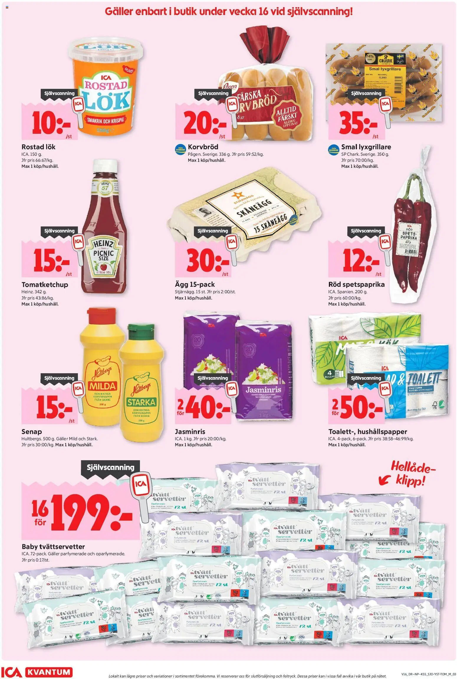 ICA Kvantum reklamblad aktuell från 13.04.2026 | Sida: 8 | Produkter: Toalettpapper, Galler, Korvbröd, Servetter