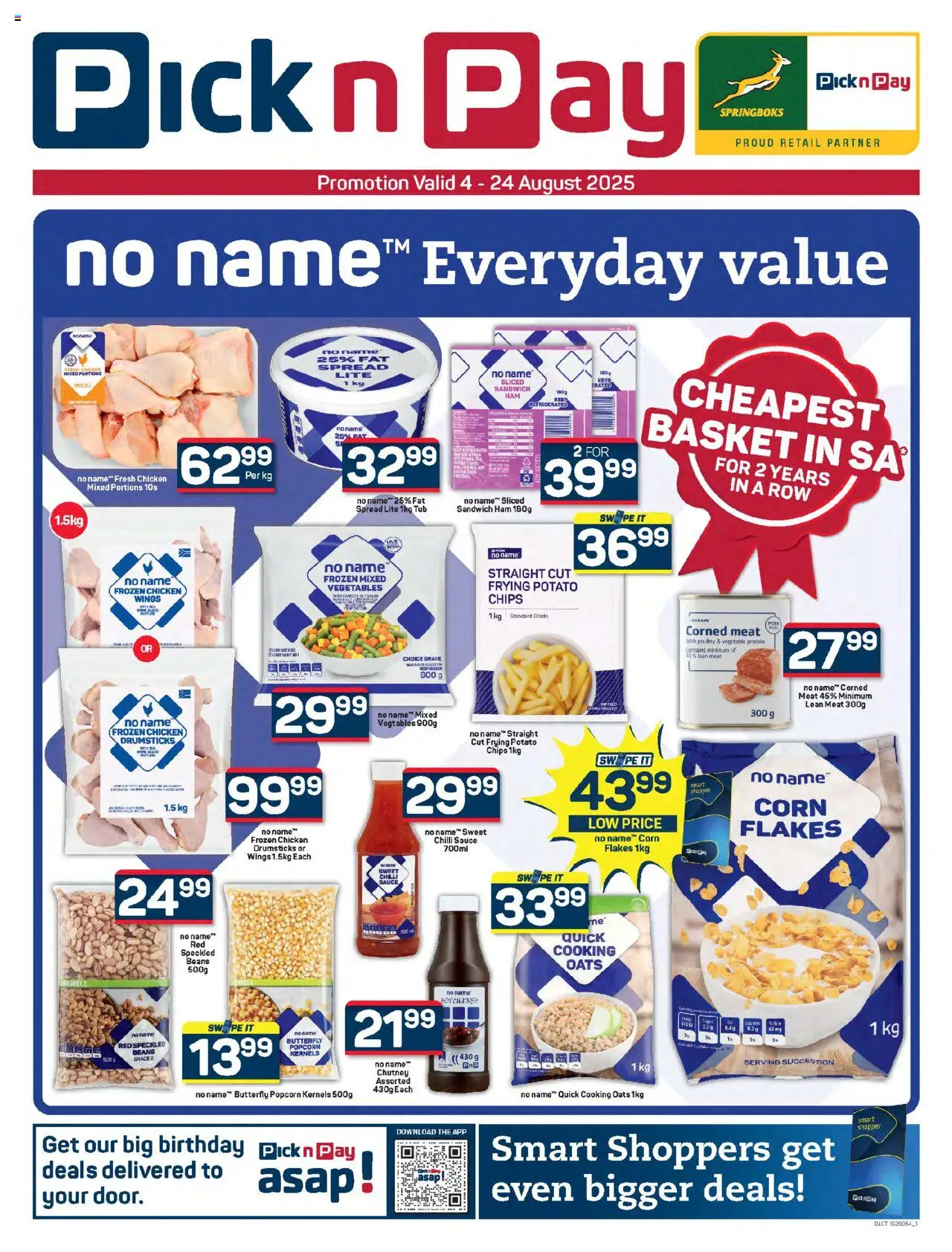 Pick n Pay Inland provinces - No Name Specials │ valid from 04.08.2025 | Page: 1 | Products: Corn, Beans, Chutney, Basket