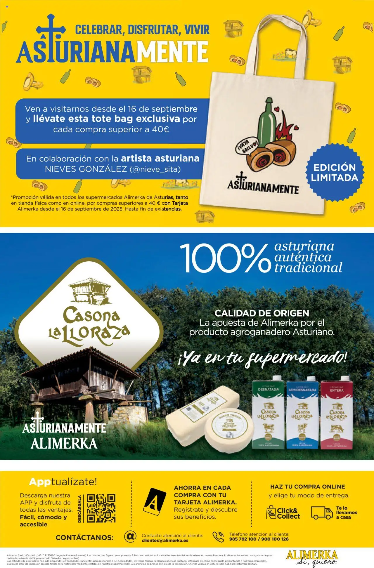 Alimerka folleto Asturias │ válido desde el 15.09.2025 | Página: 12 | Productos: Leche, Té, Teléfono, Prensa