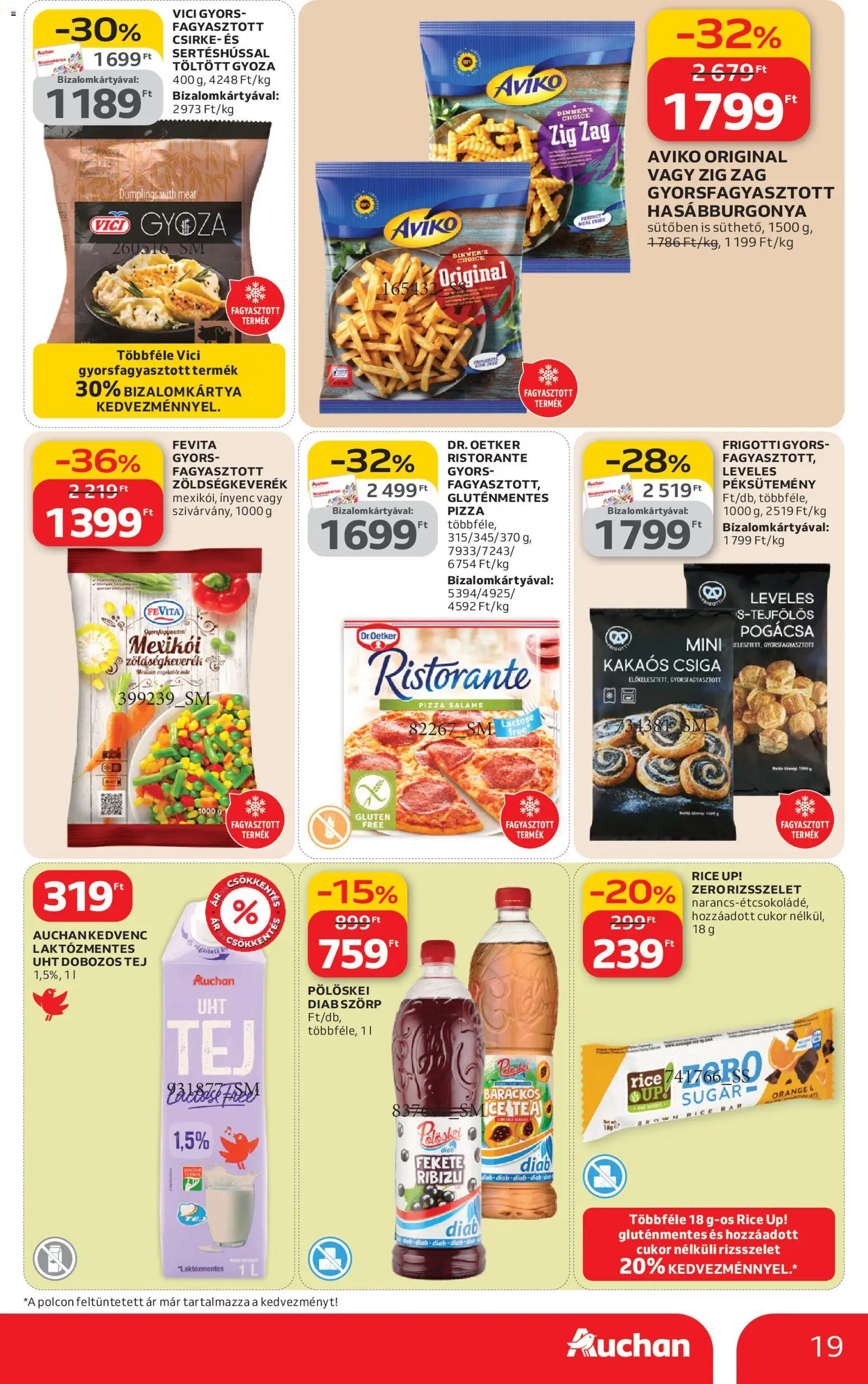 Auchan akciós ujság - amely érvényes a következő dátumtól: 19.02.2026 | Oldal: 19 | Termékek: Szörp, Zöldségkeverék, Gluténmentes, Kakaós csiga