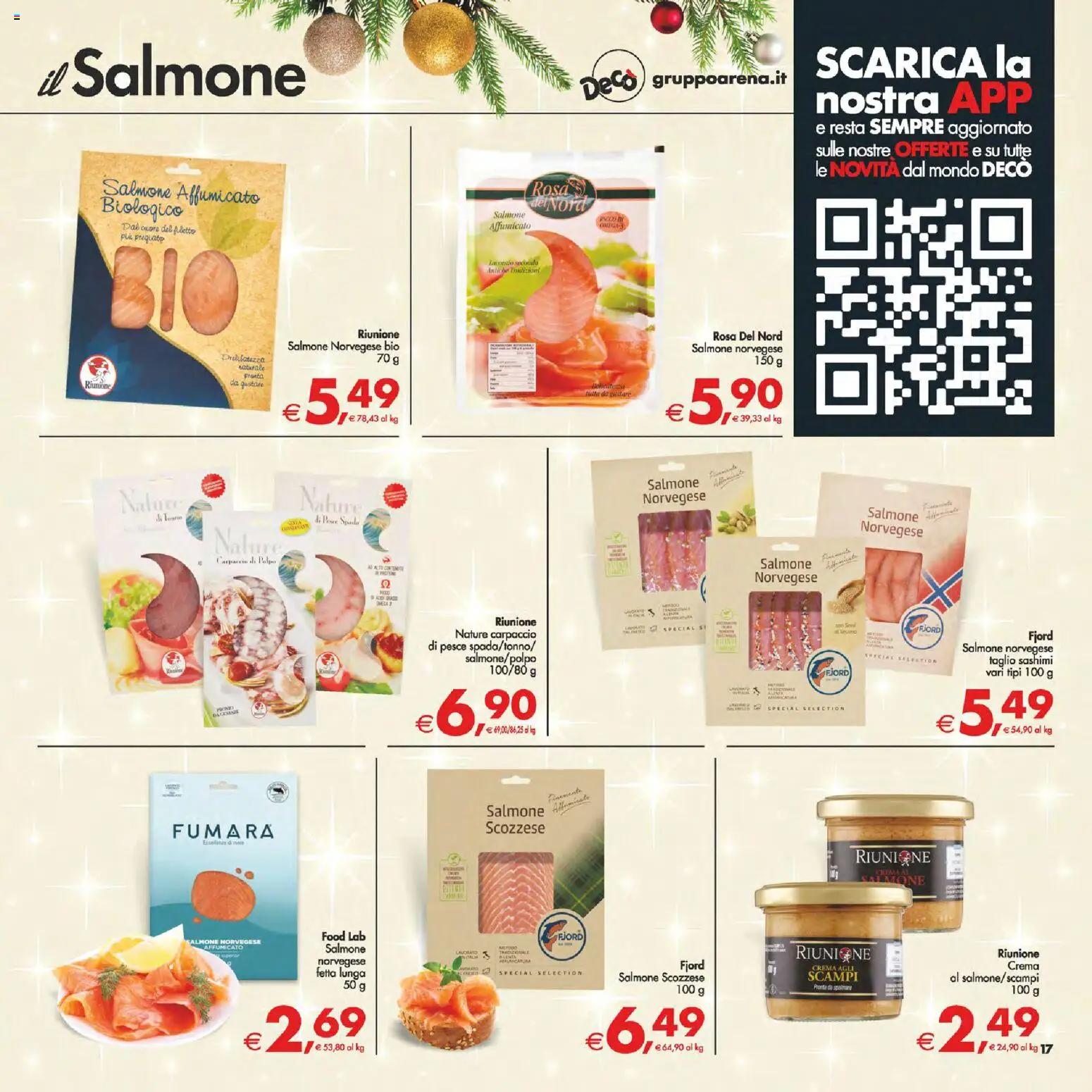 Volantino Decò del 05.12.2025 | Pagina: 17 | Prodotti: Salmone affumicato, Crema, Salmone, Polpo
