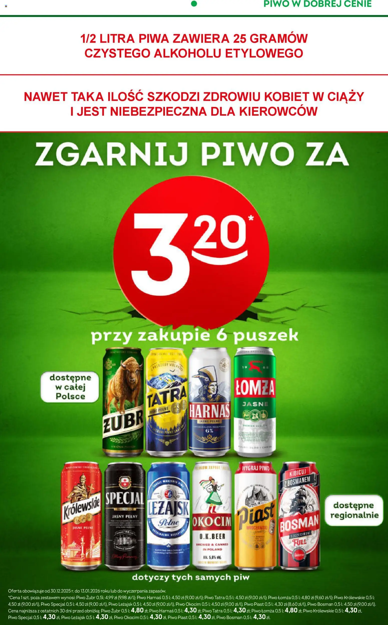 Żabka Gazetka od 30.12.2025 | Strona: 20 | Produkty: Piwo żubr, Piwo Bosman, Harnaś, Piwo