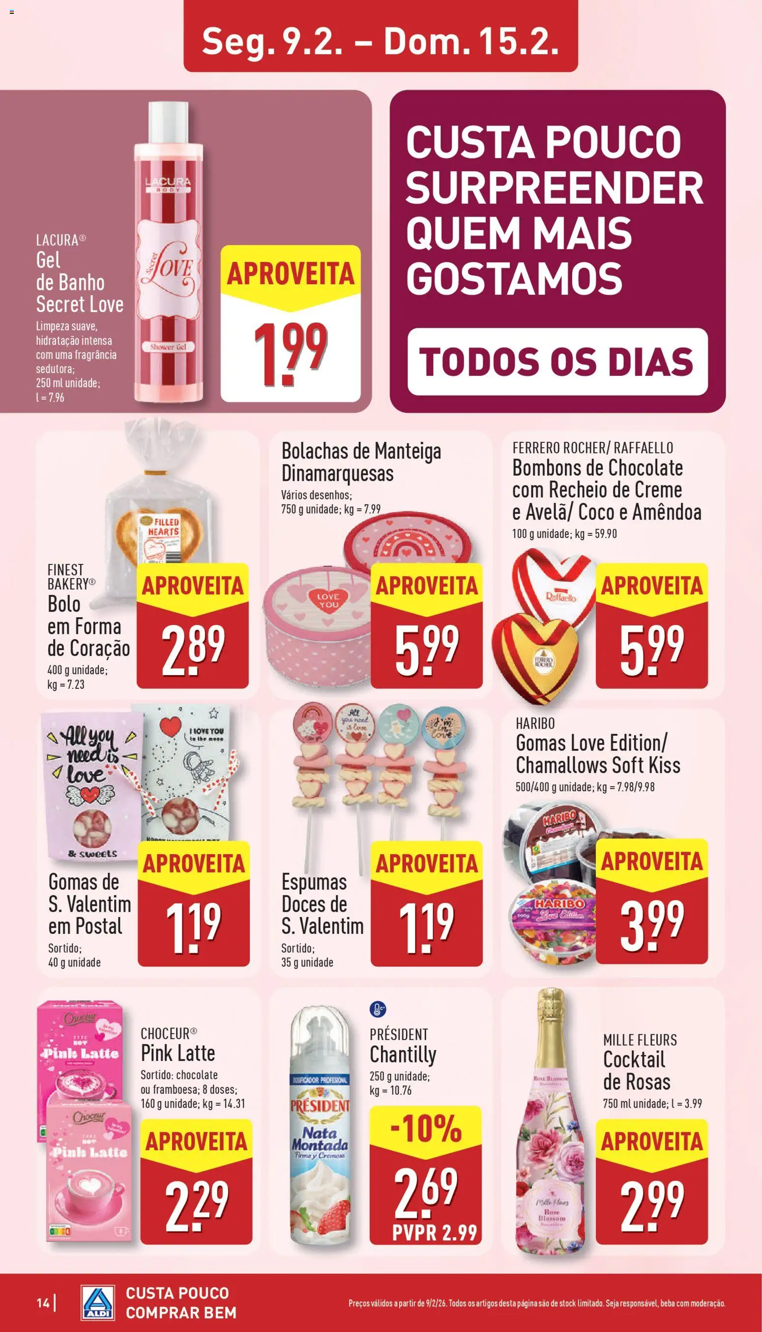 Aldi folheto │ válido de 09.02.2026 | Página: 14 | Produtos: Bolachas, Bolo, Chantilly, Banho