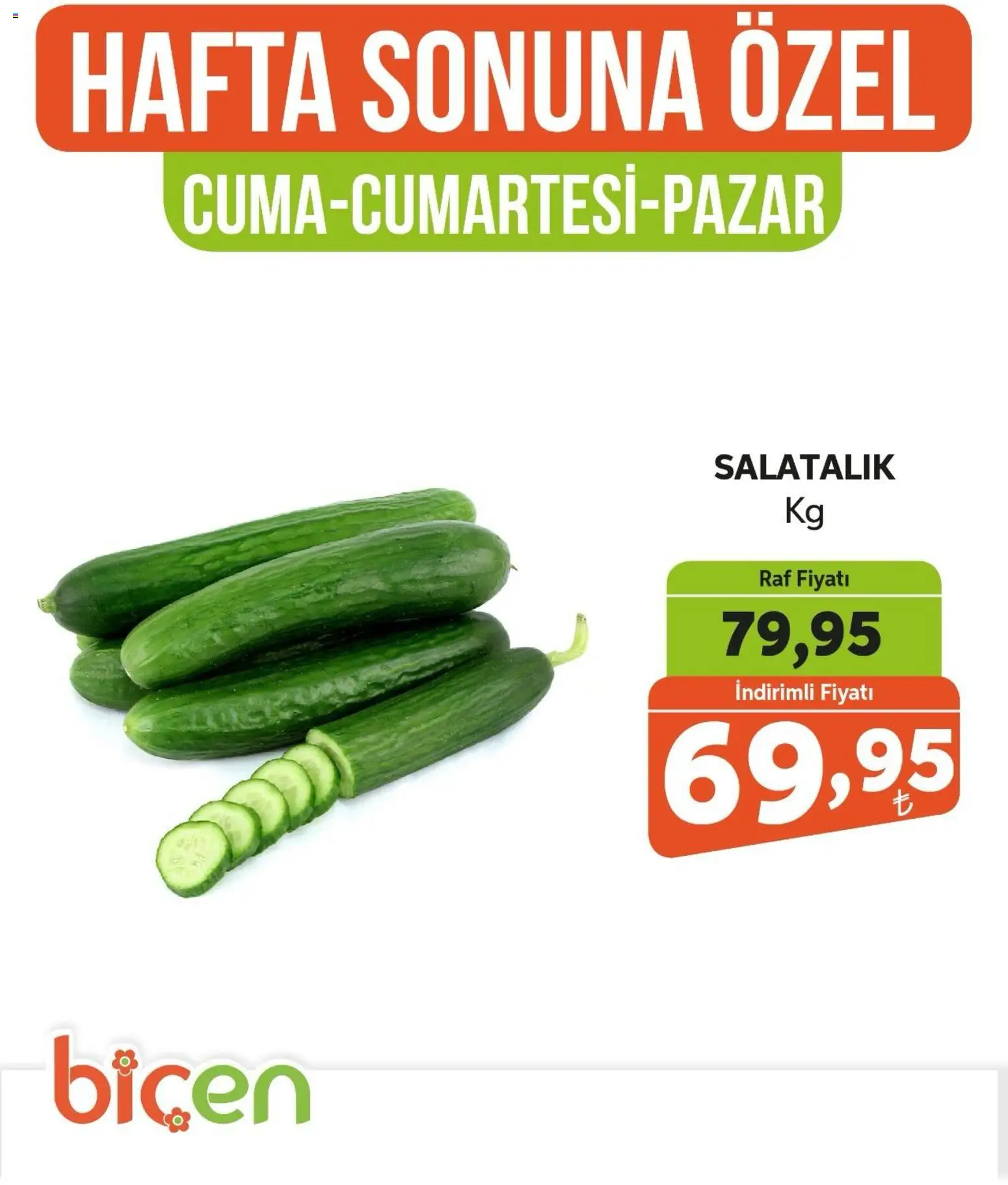 Biçen Market Hafta Sonuna Özel -Sebze İndirimi - 09.01.2026 tarihinden itibaren geçerlidir | Sayfa: 8 | Ürünler: Raf, Salatalık