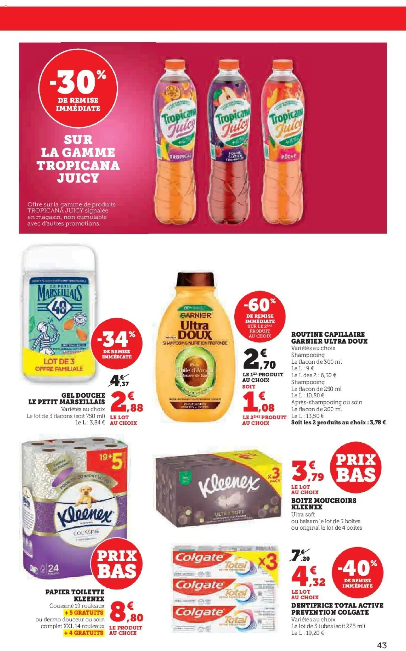 {H1} | Page: 43 | Produits: Pêche, Papier toilette, Gel douche, Mouchoirs