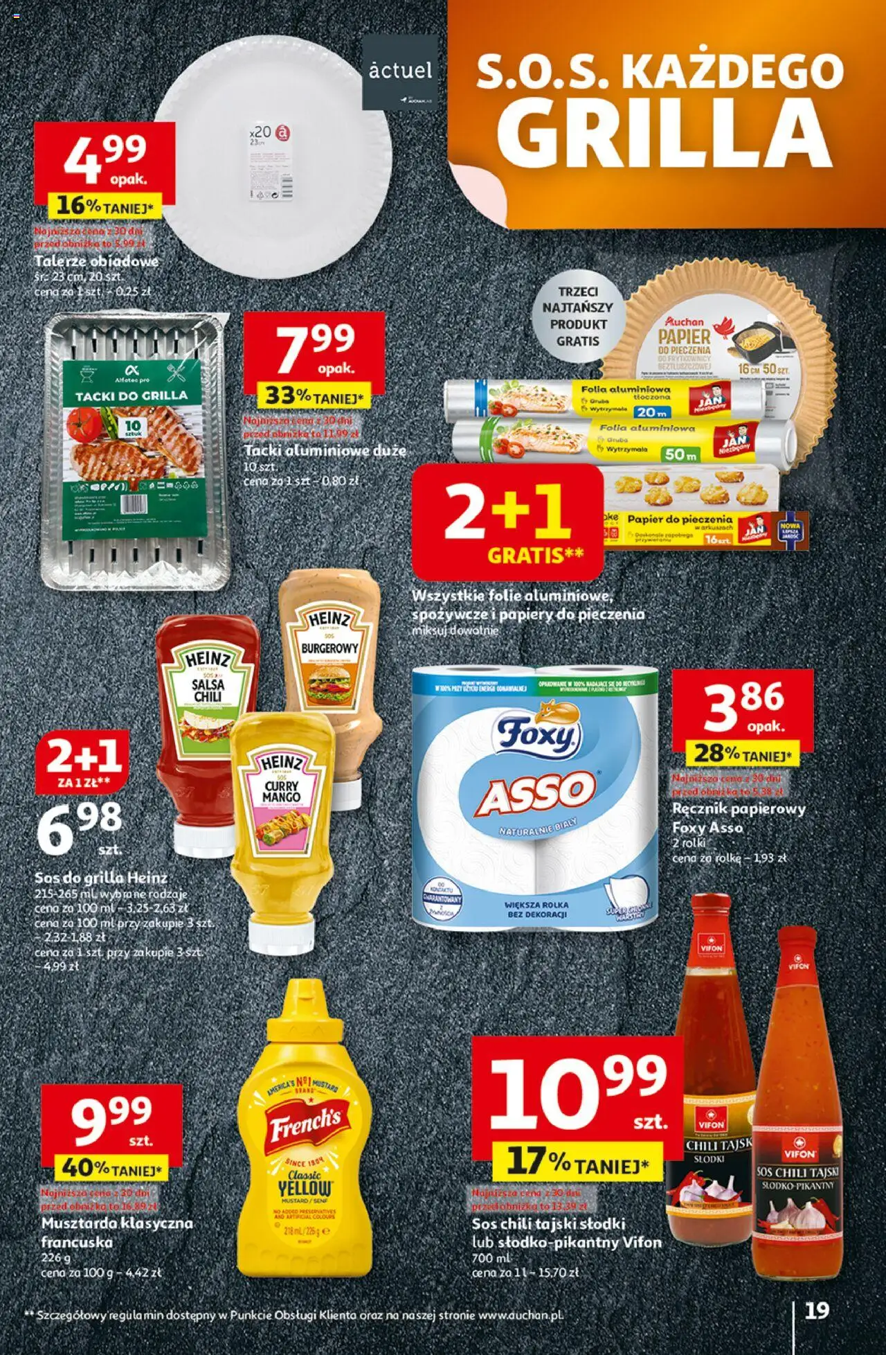 Auchan Gazetka - Pewność niskich cen Hipermarket od 07.08.2025 | Strona: 19 | Produkty: Chili, Curry, Papier do pieczenia, Musztarda